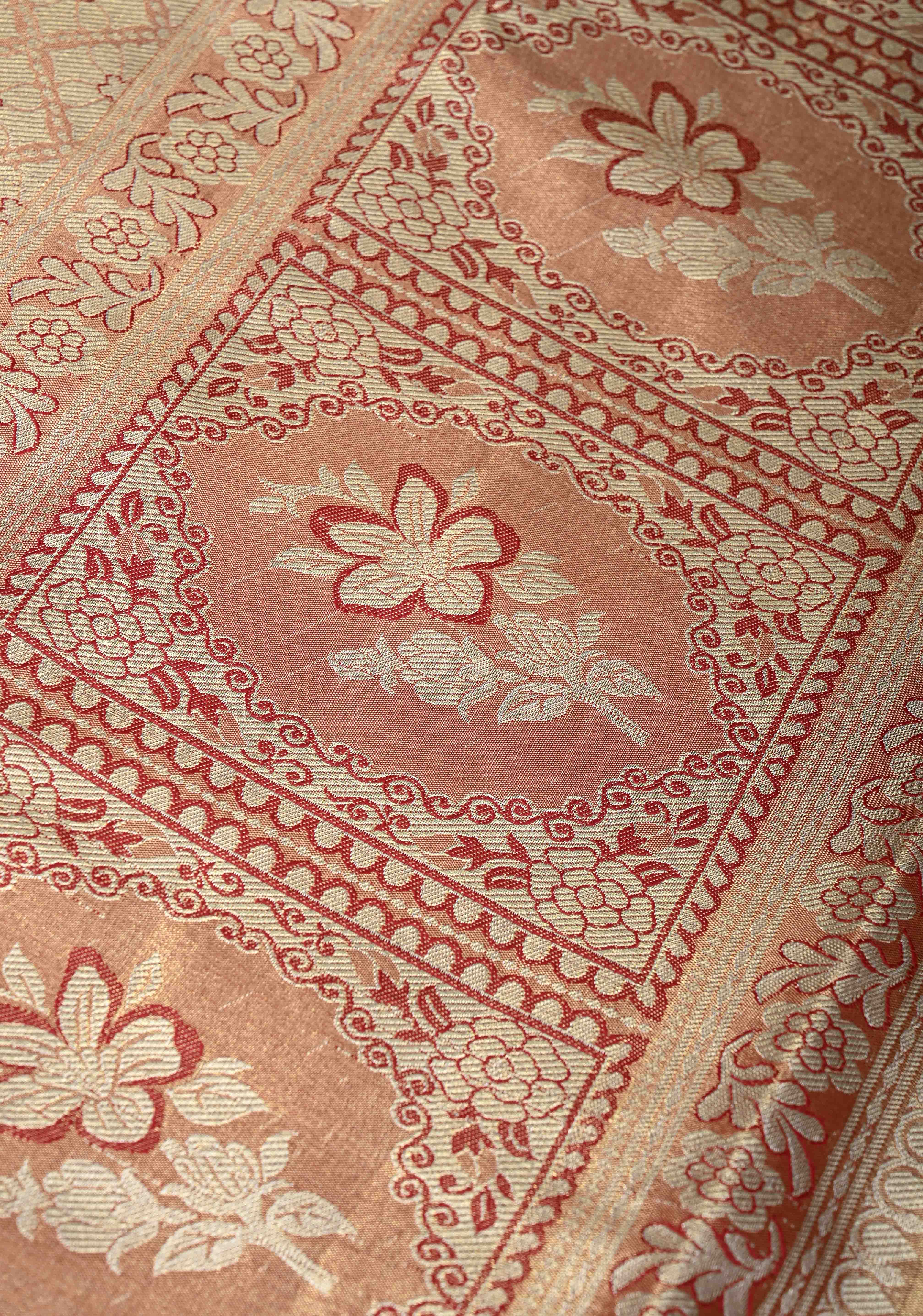Lime Mist Kanjivaram Tissue Semi Silk Saree with Floral Brocade and Zari Border | Shobitam