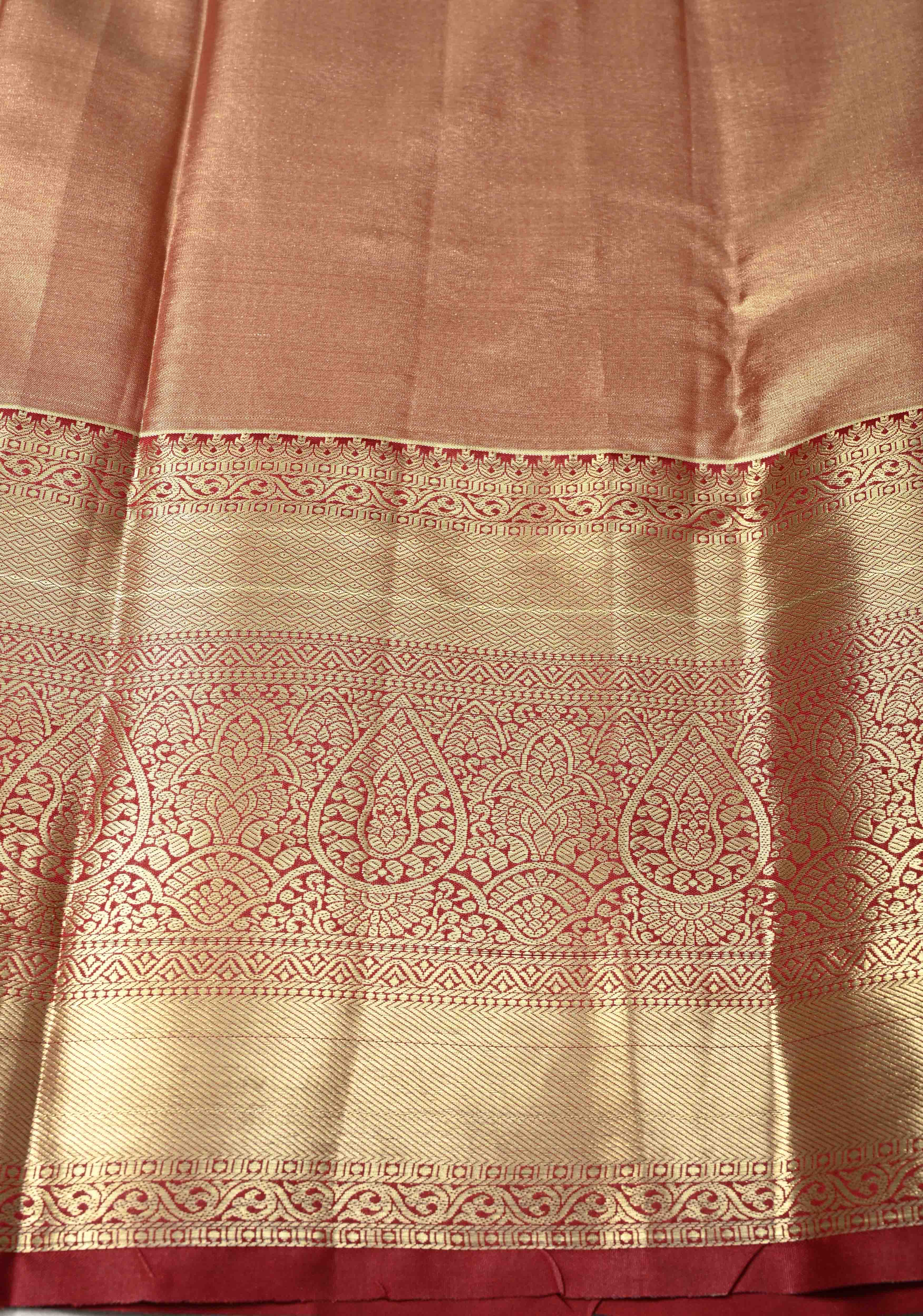 Lime Mist Kanjivaram Tissue Semi Silk Saree with Floral Brocade and Zari Border | Shobitam