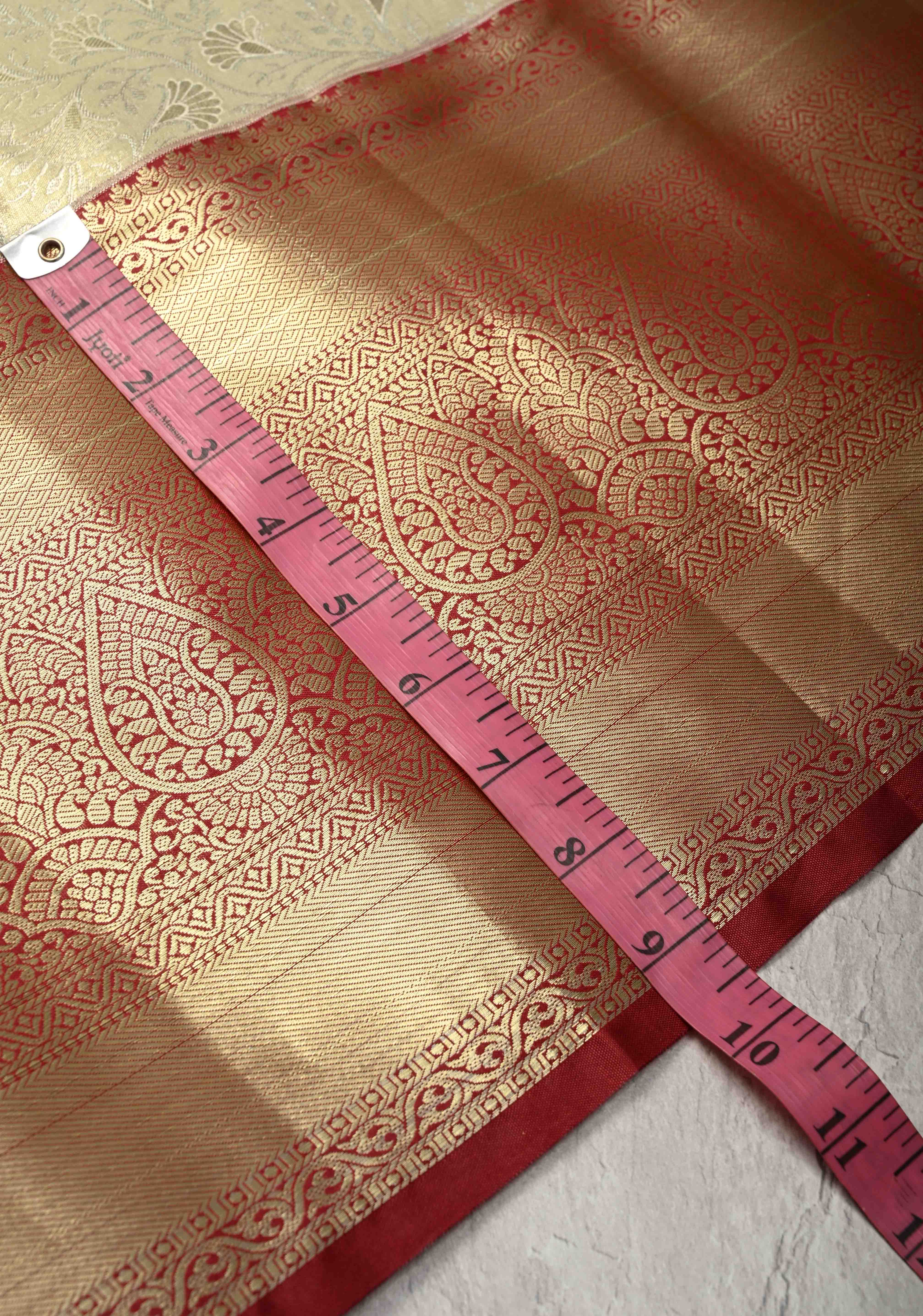 Lime Mist Kanjivaram Tissue Semi Silk Saree with Floral Brocade and Zari Border | Shobitam