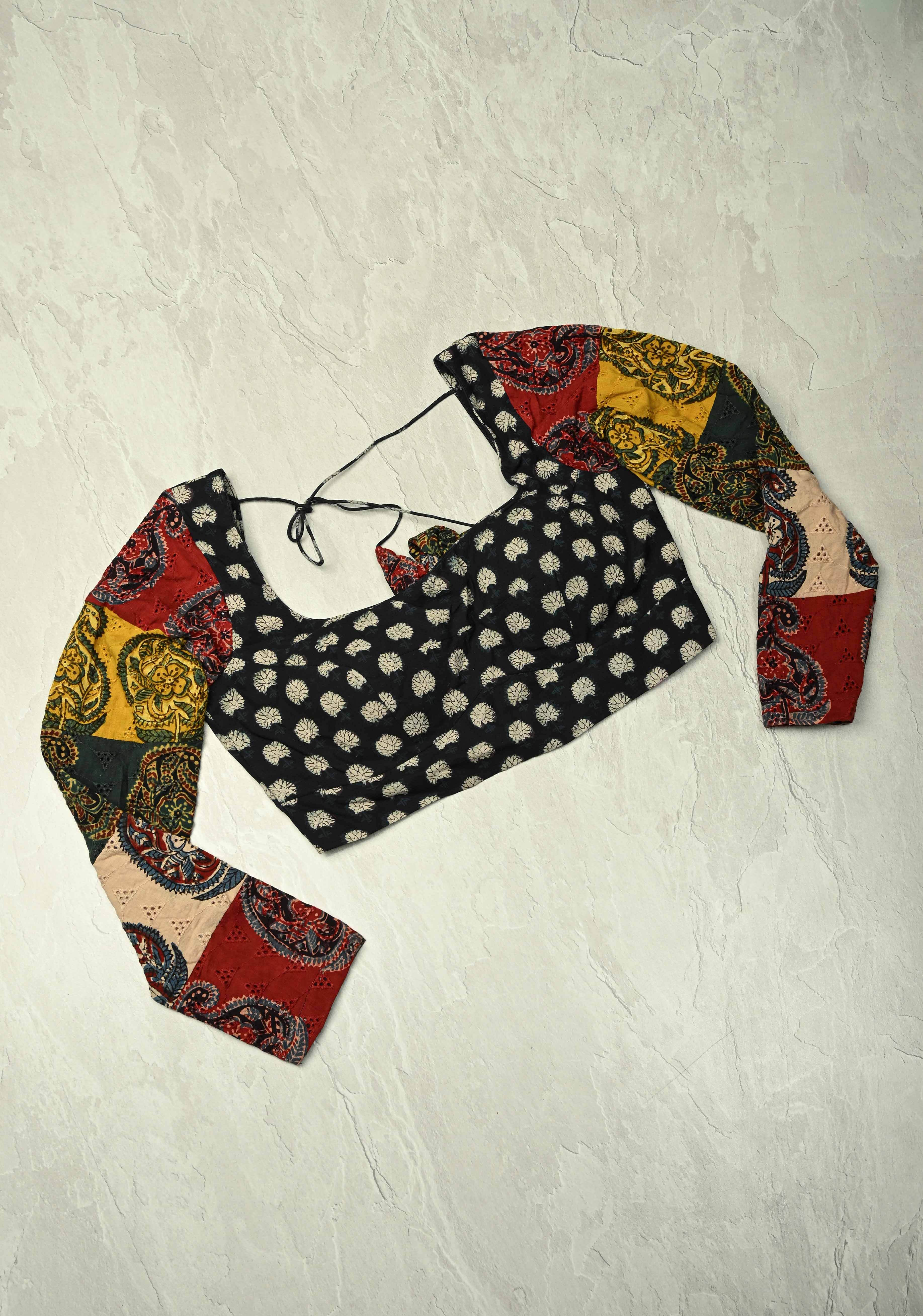 Multicolor Pure Ajrakh on Cotton Hakoba Long Sleeve Blouse | Shobitam