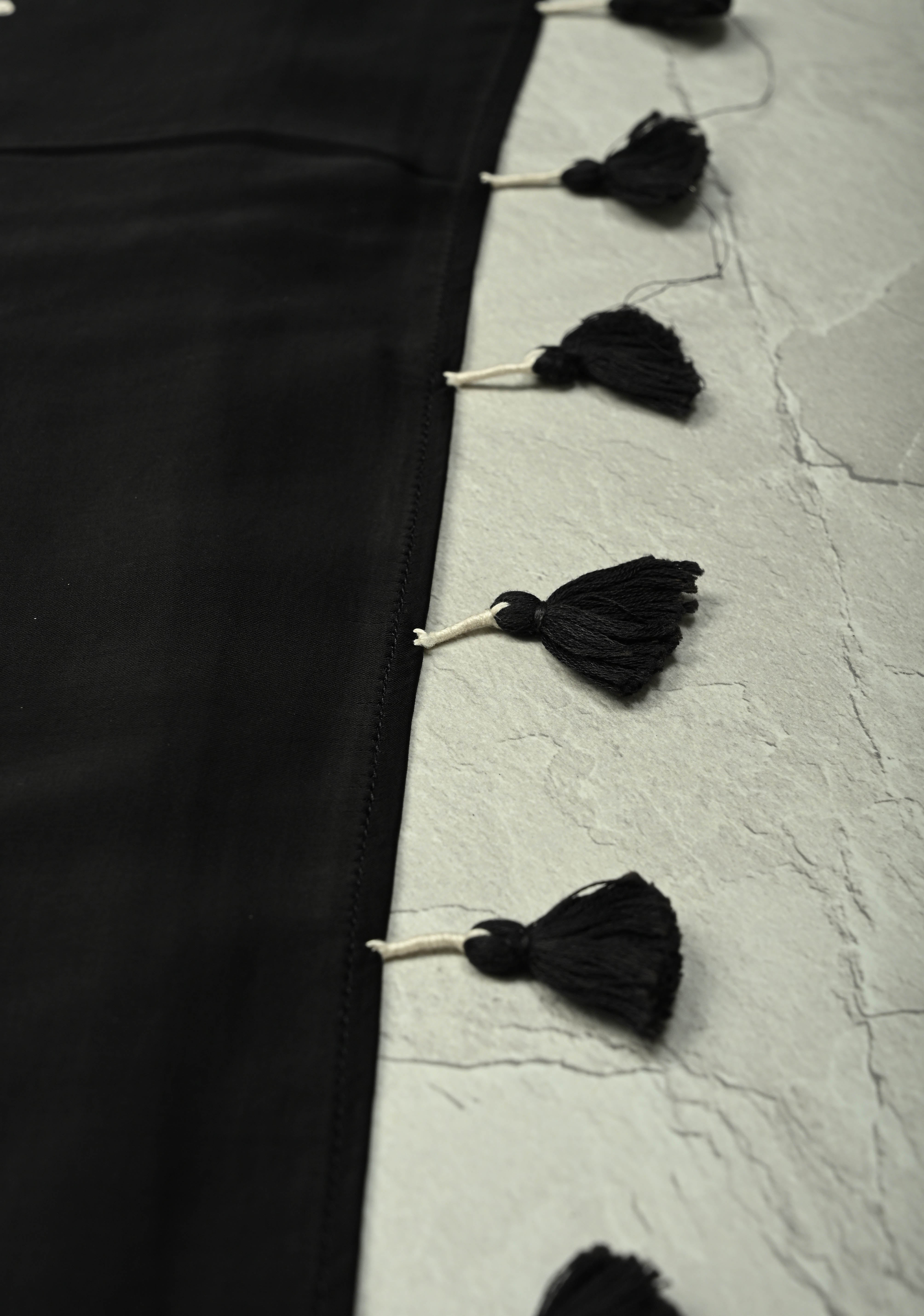 Black-White Modal Silk Saree with Ajrakh Hand Block Print | Shobitam