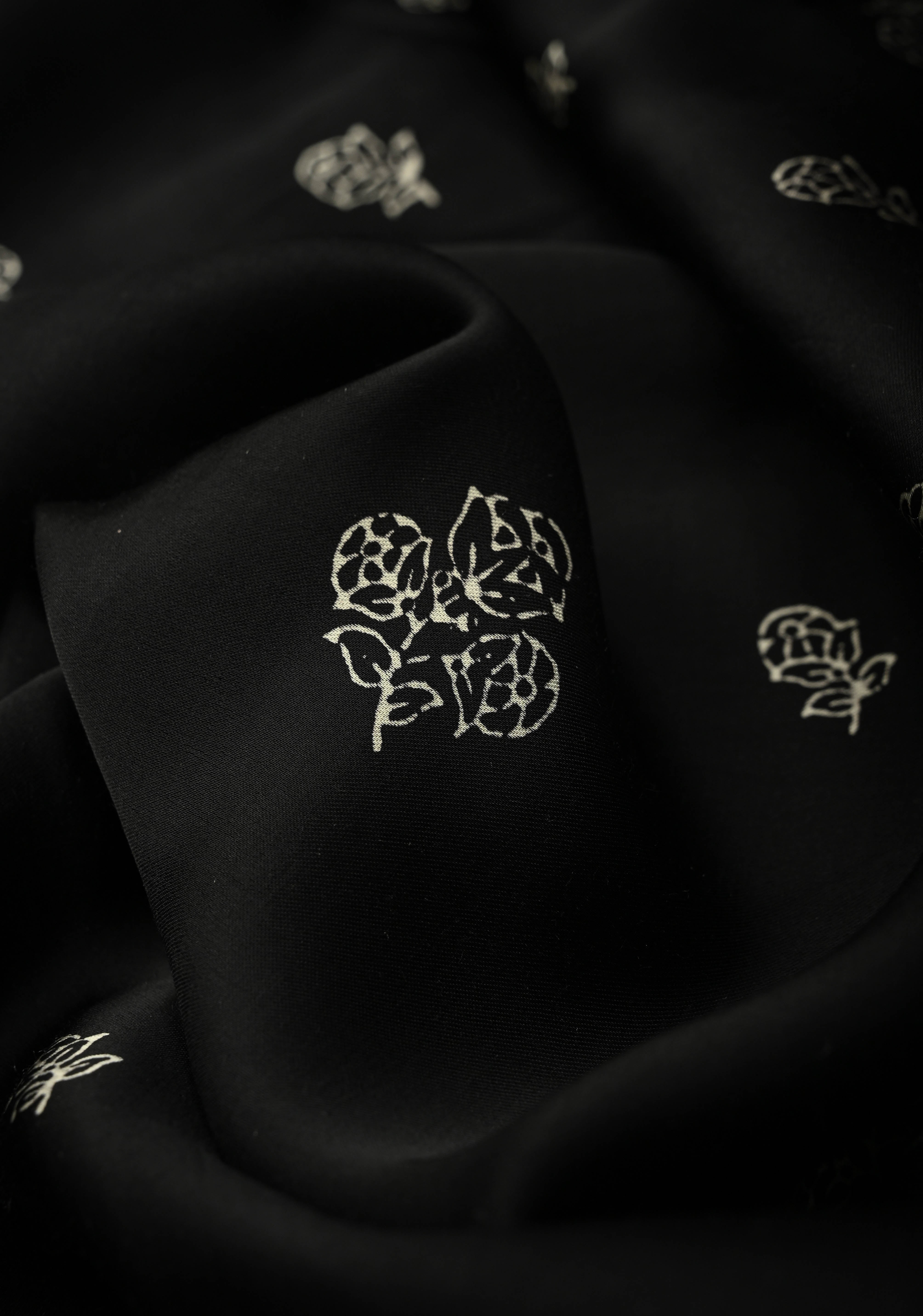 Black-White Modal Silk Saree with Ajrakh Hand Block Print | Shobitam