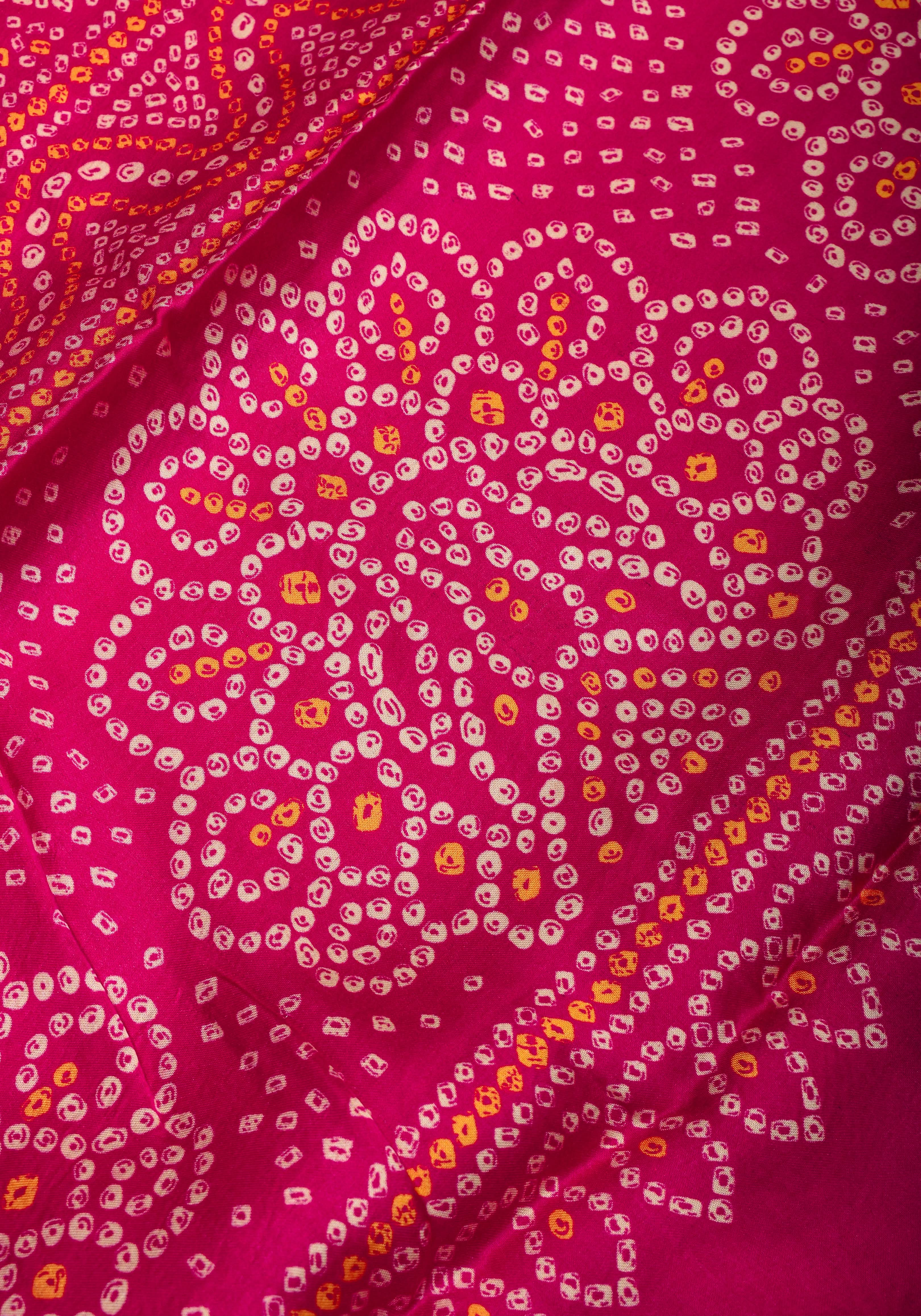 Pink Gajji Silk Saree with Bandhni Digital Print and Gotta patti borders | Shobitam