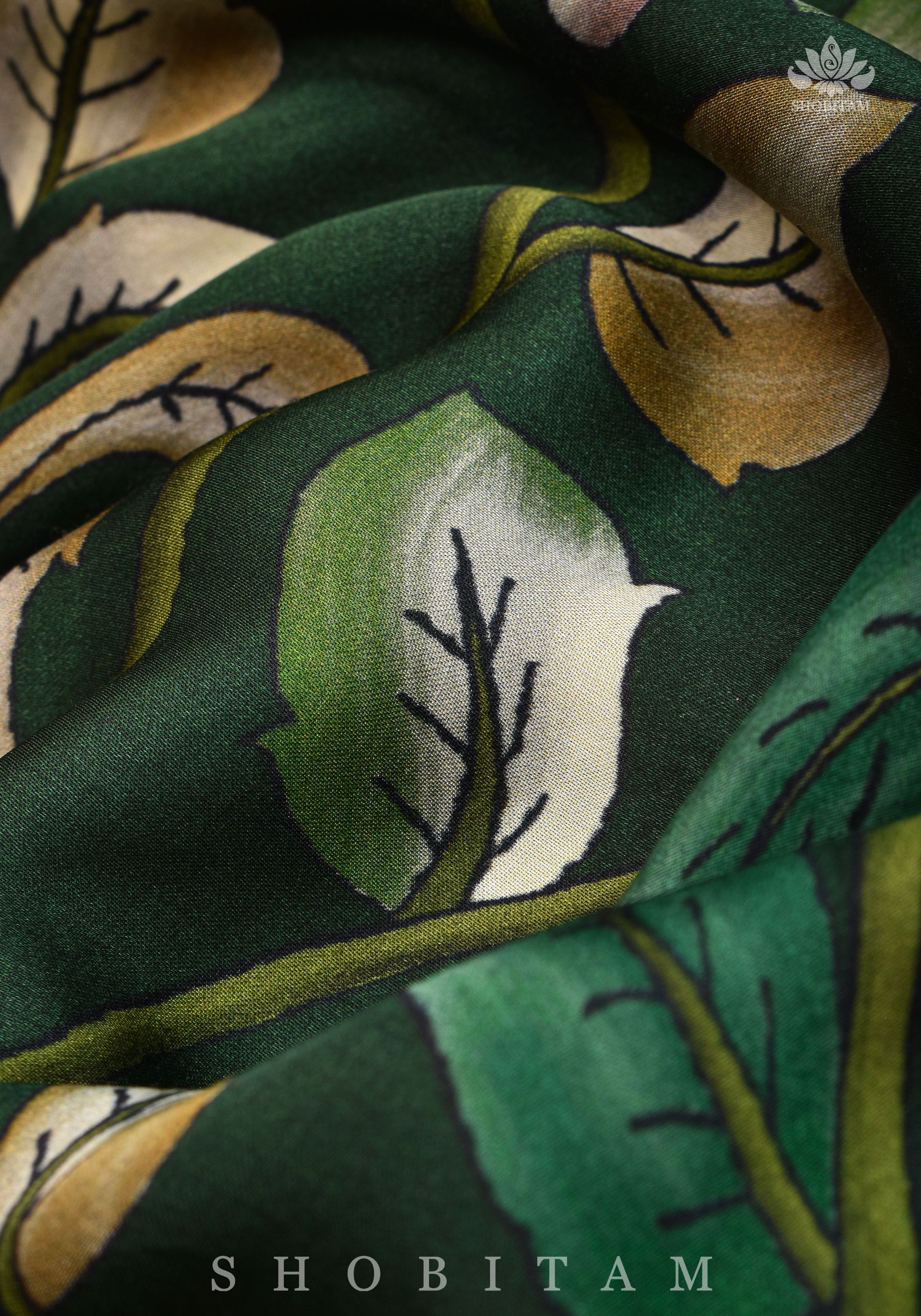 Gajji Silk Saree with Gotta Patti Borders, crushed zari palla and Floral Digital Print | Shobitam