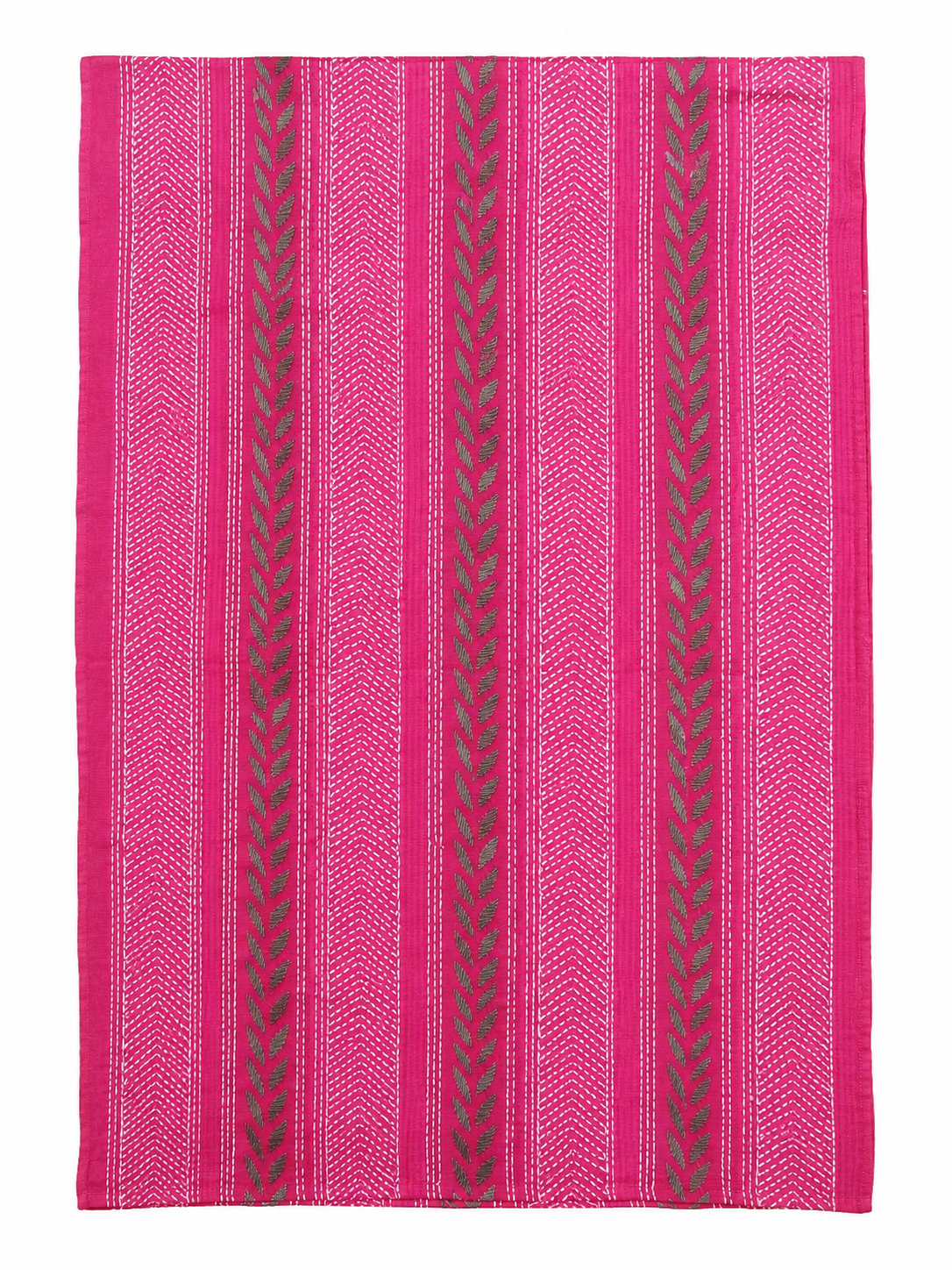 Magenta Cotton Kantha Stitch Saree with blouse piece | SHOBITAM