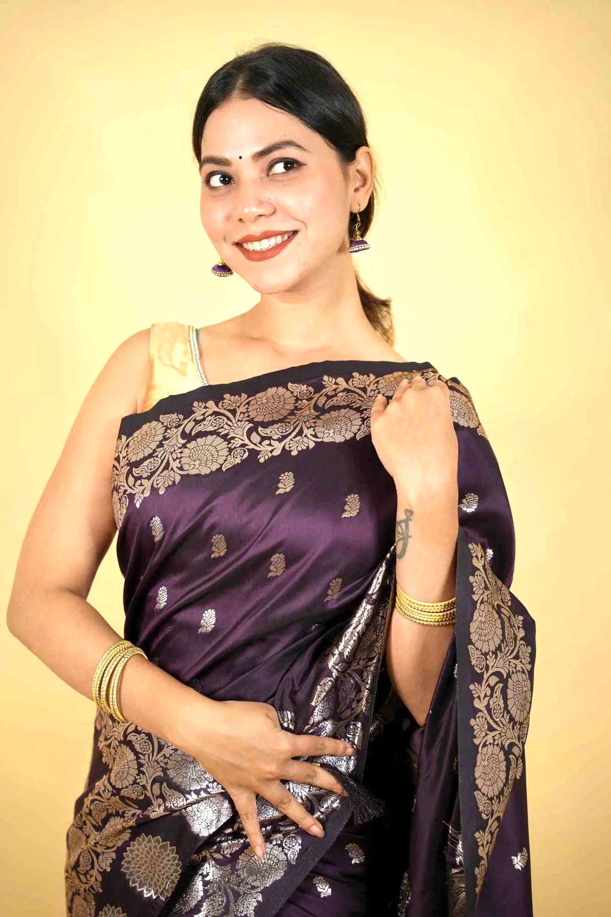 Banarasi Katan with Intricate Zari Weaving Wrap in 1 minute Saree