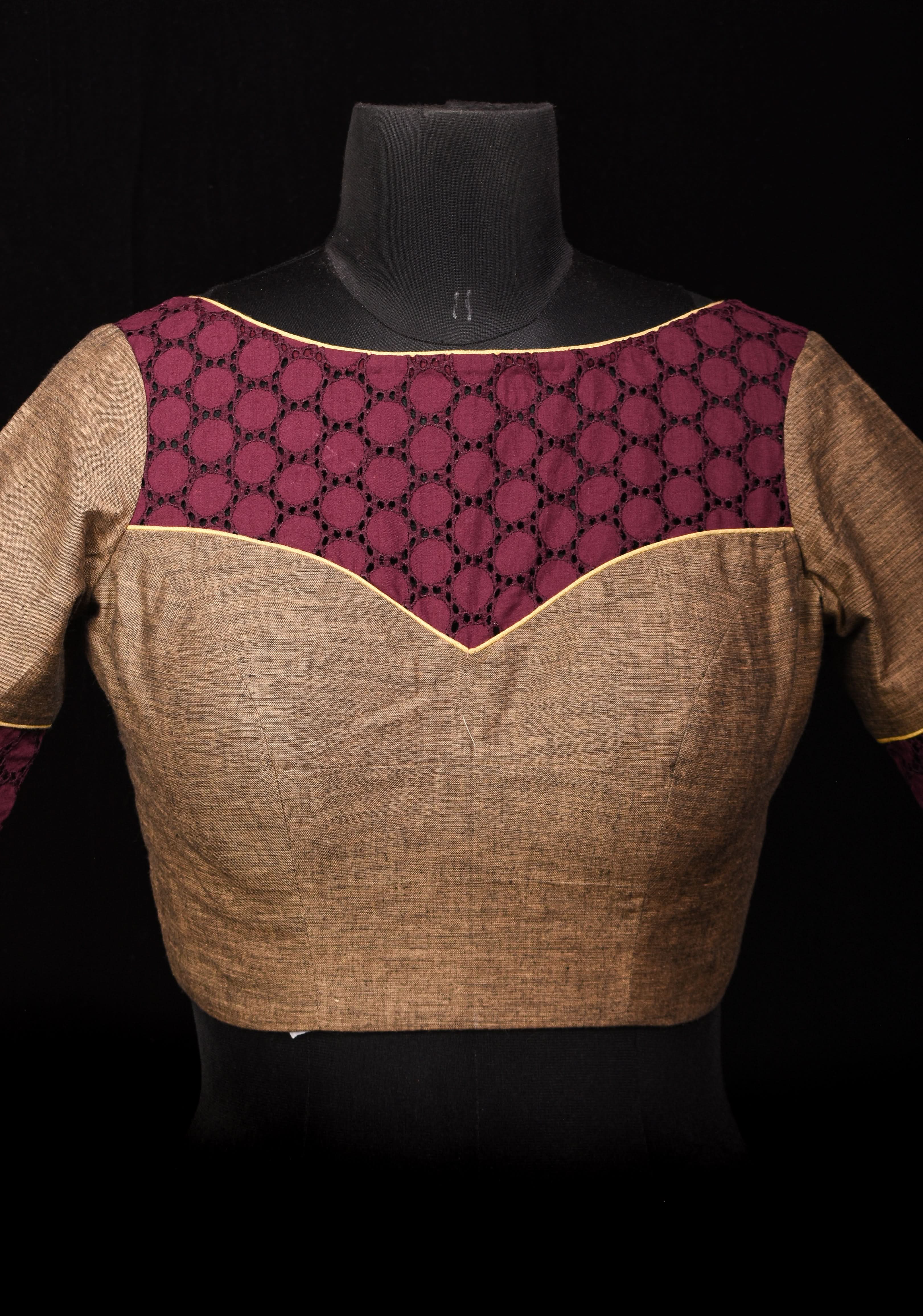 Made To Order: Mangalagiri Cotton and Hokoba yoke Panel blouse | Shobitam