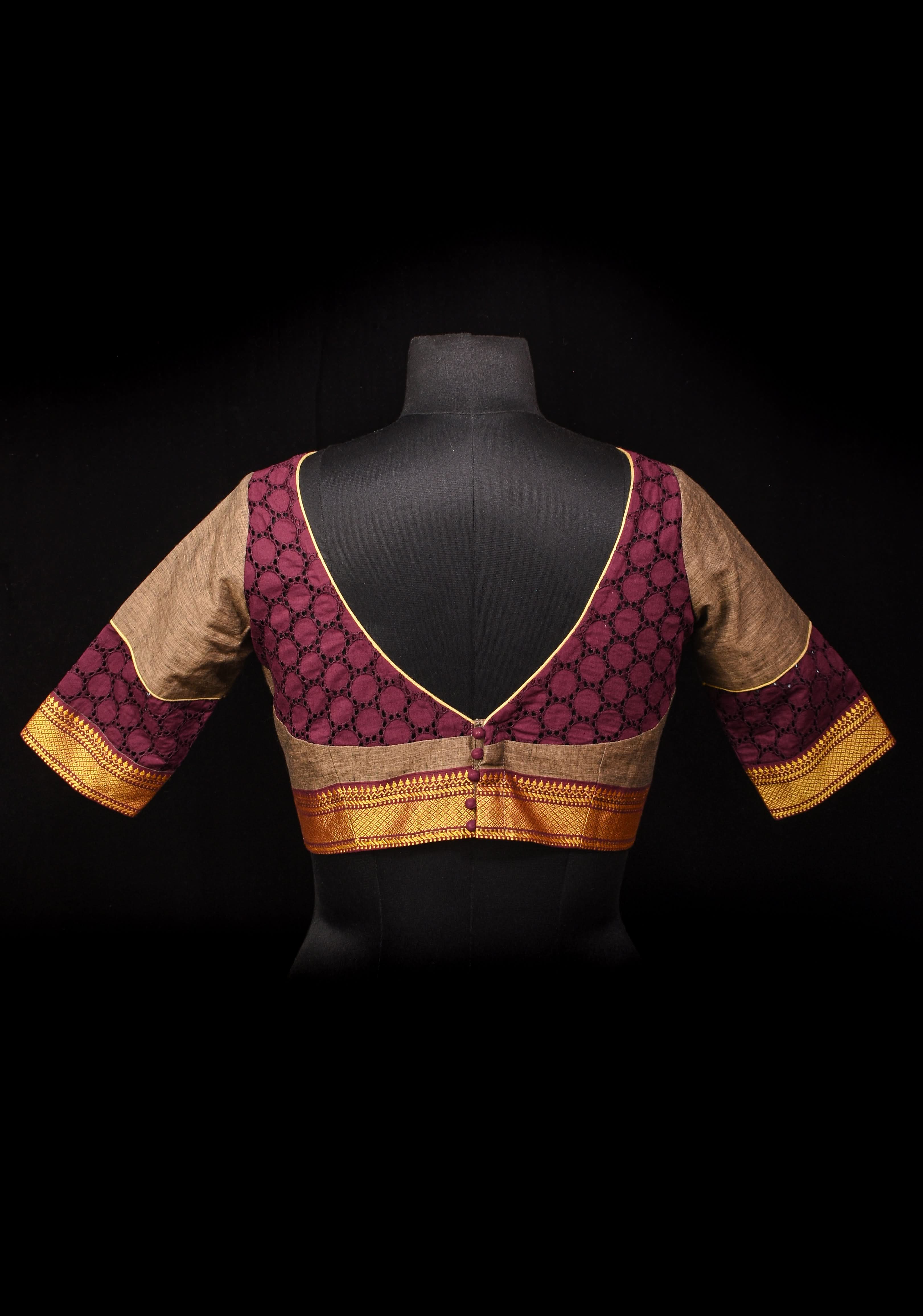 Made To Order: Mangalagiri Cotton and Hokoba yoke Panel blouse | Shobitam