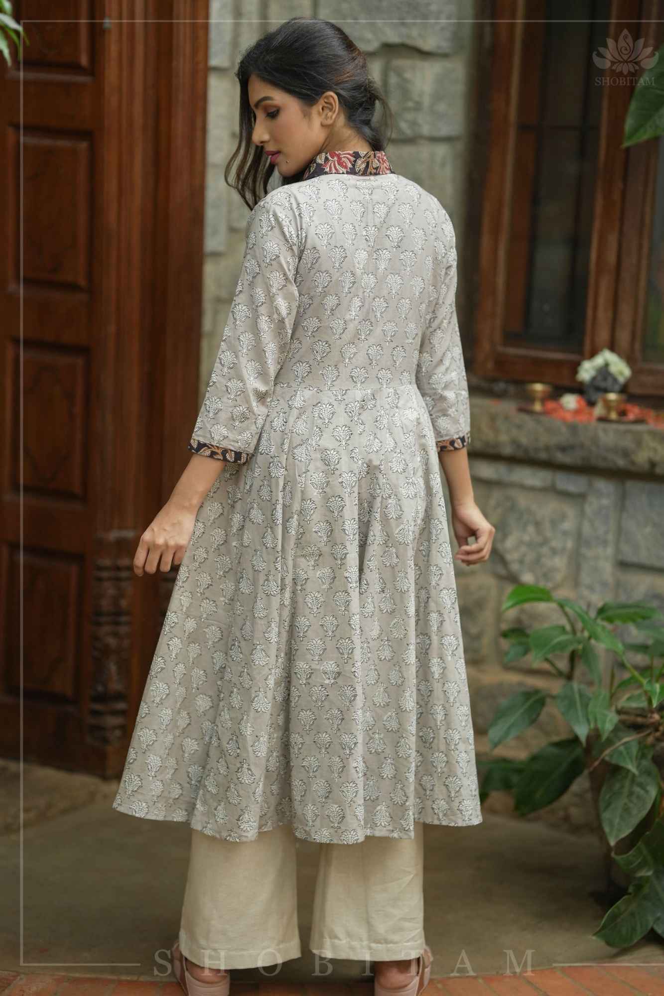 Floral Patchwork Flared Jacket in Pure Cambric Cotton | Made To Order