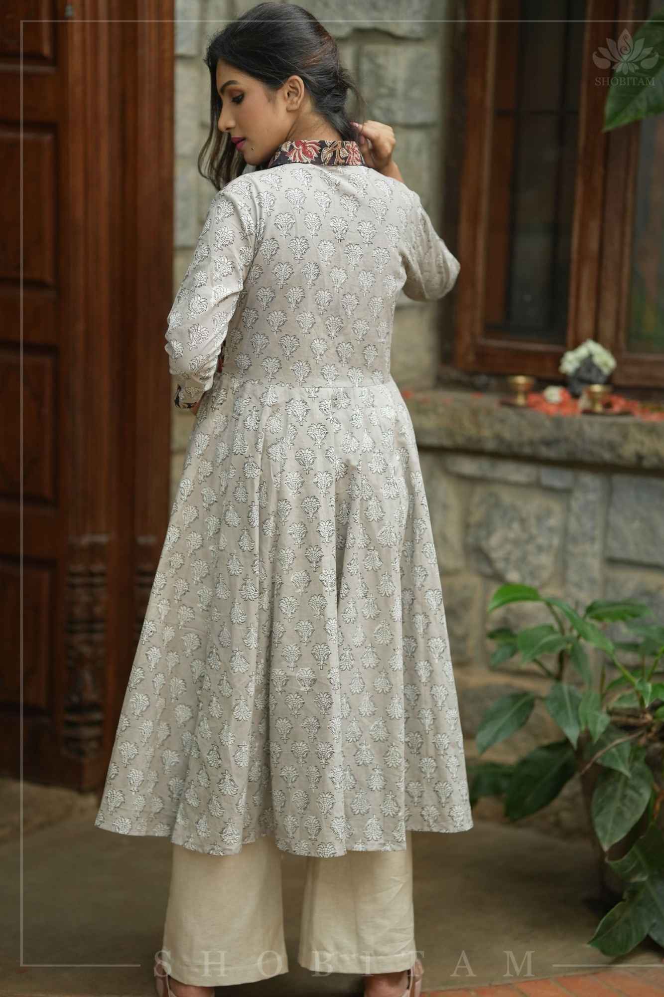 Floral Patchwork Flared Jacket in Pure Cambric Cotton | Made To Order