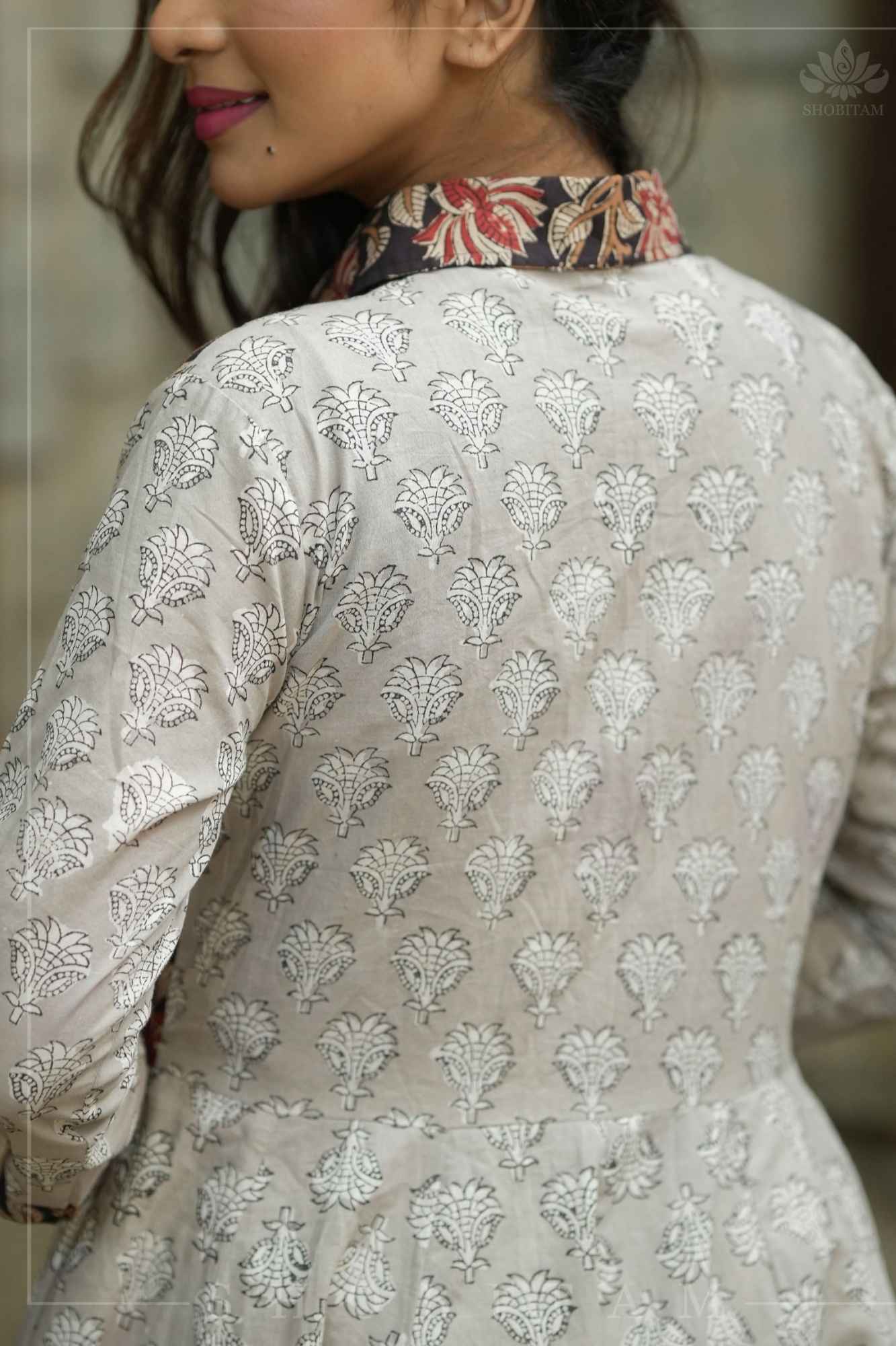 Floral Patchwork Flared Jacket in Pure Cambric Cotton | Made To Order