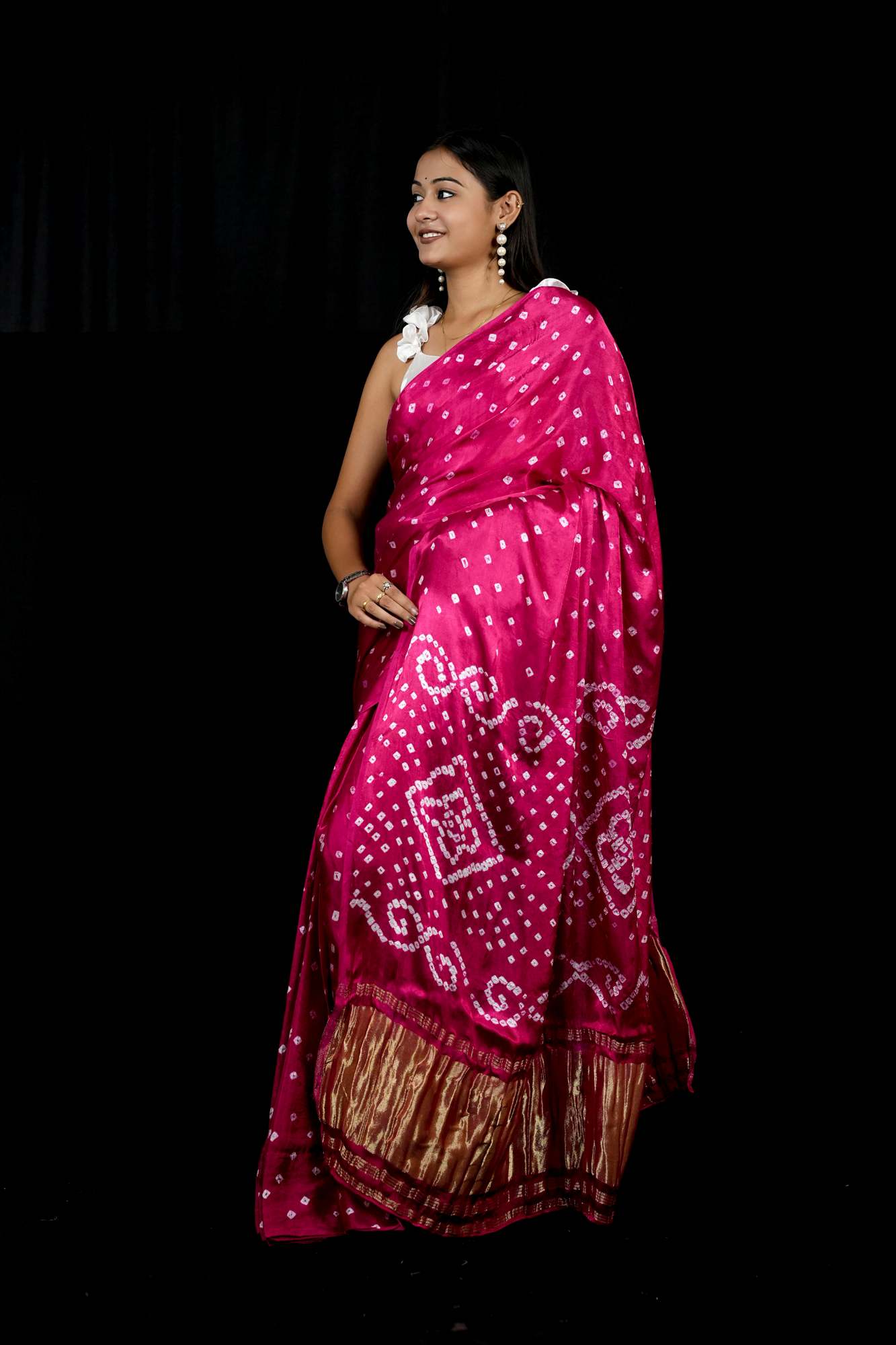 Beautiful Gaji Silk Gharchola Bandhani Ready To Wear Saree