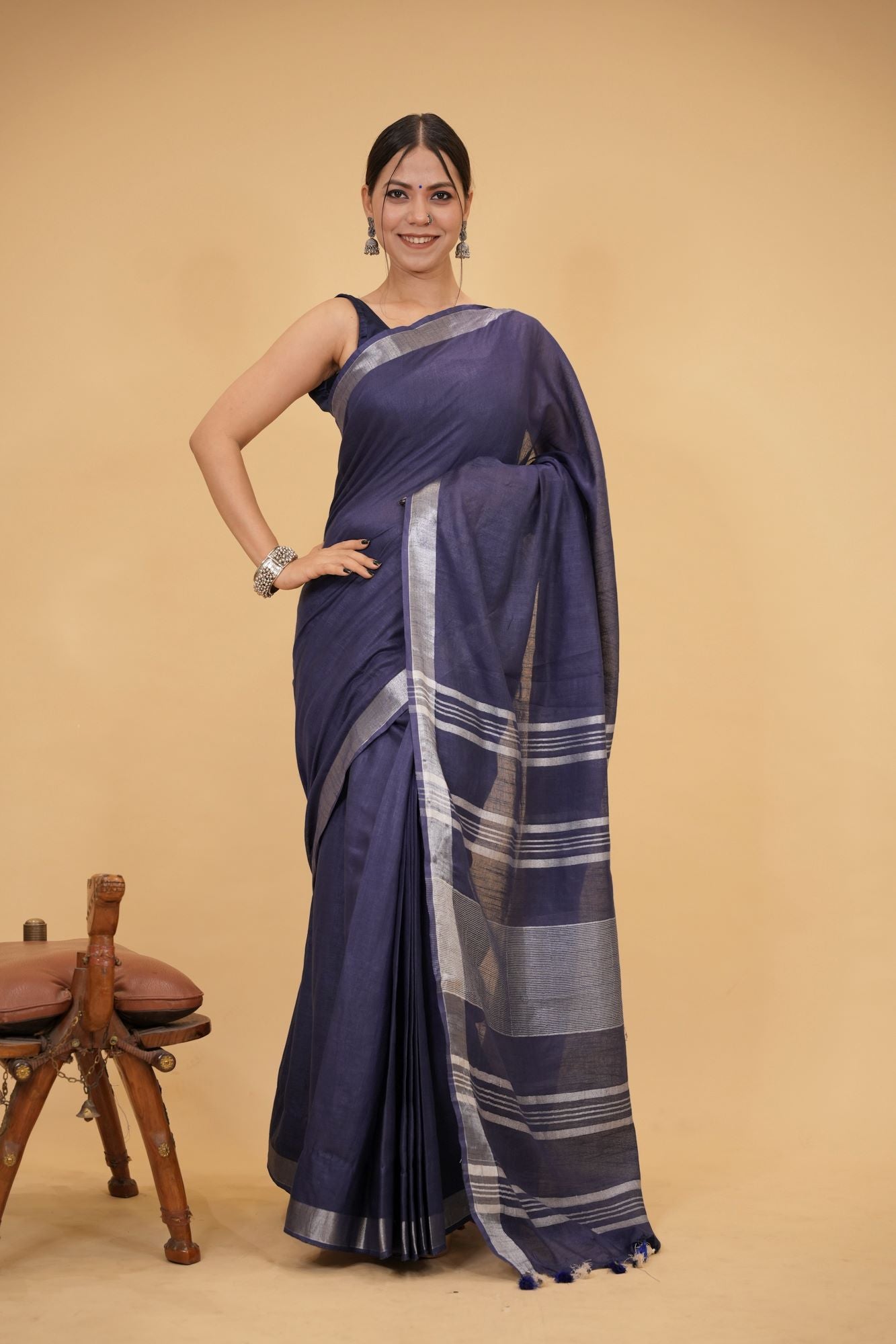 Traditional Linen Cotton Ready to wear Saree