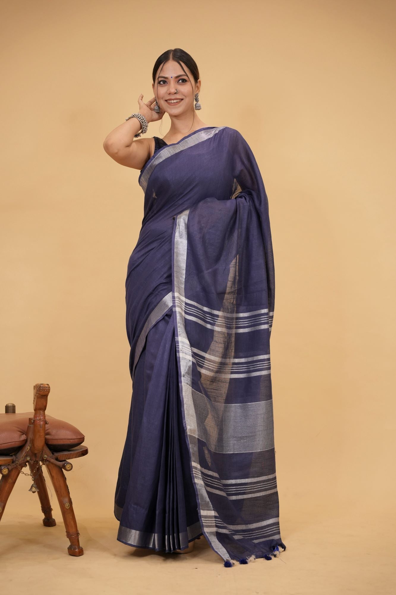 Traditional Linen Cotton Ready to wear Saree