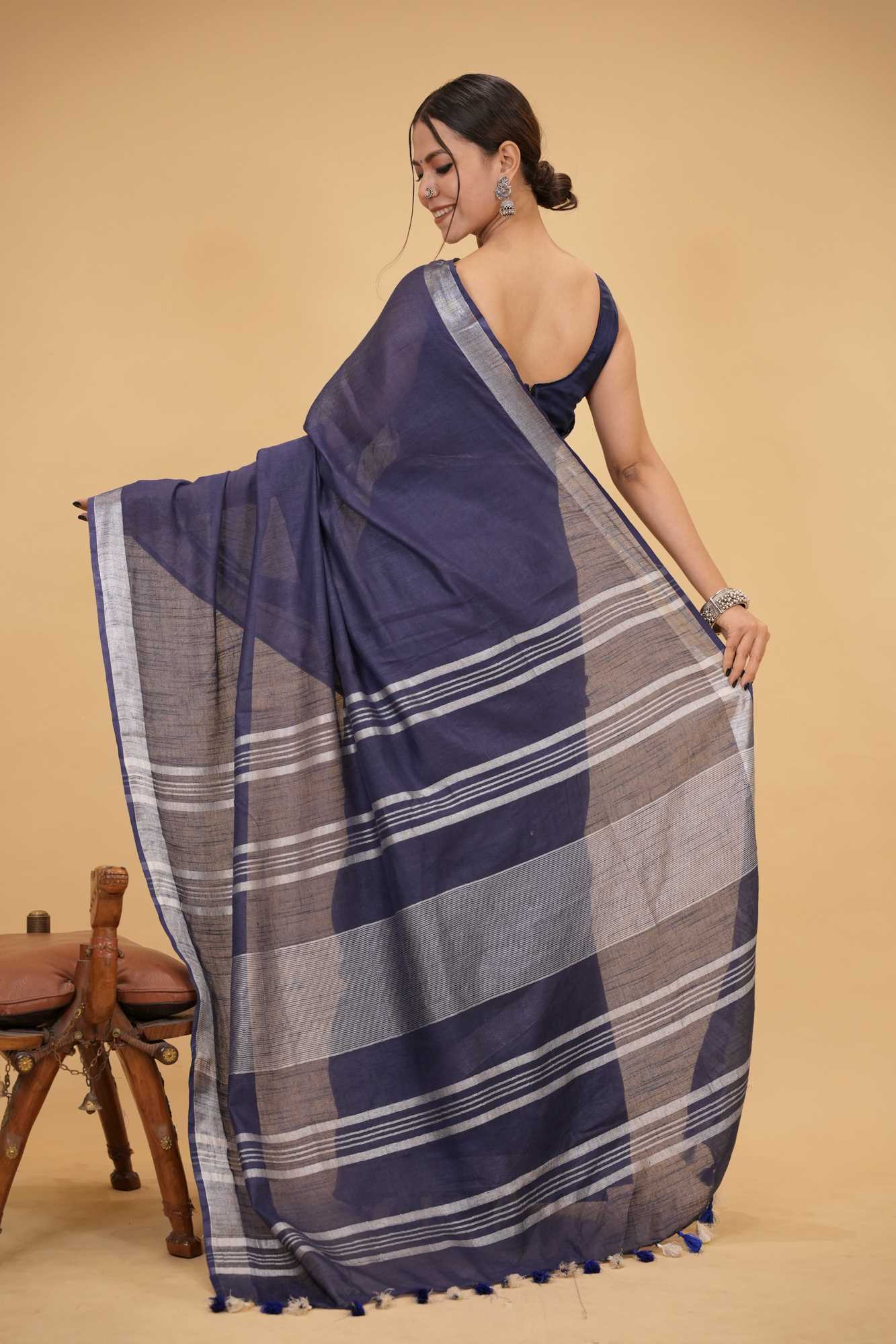 Traditional Linen Cotton Ready to wear Saree