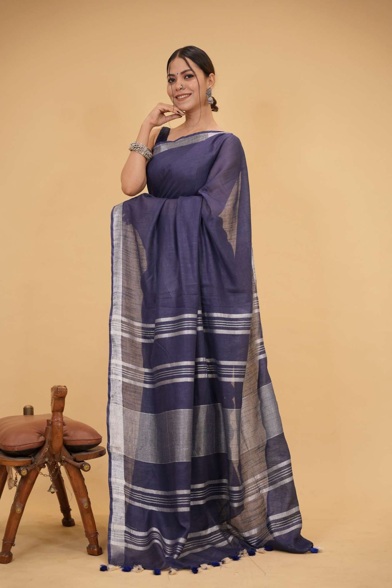 Traditional Linen Cotton Ready to wear Saree