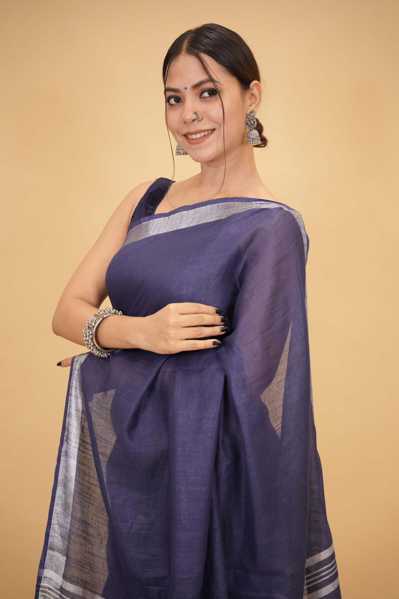 Traditional Linen Cotton Ready to wear Saree