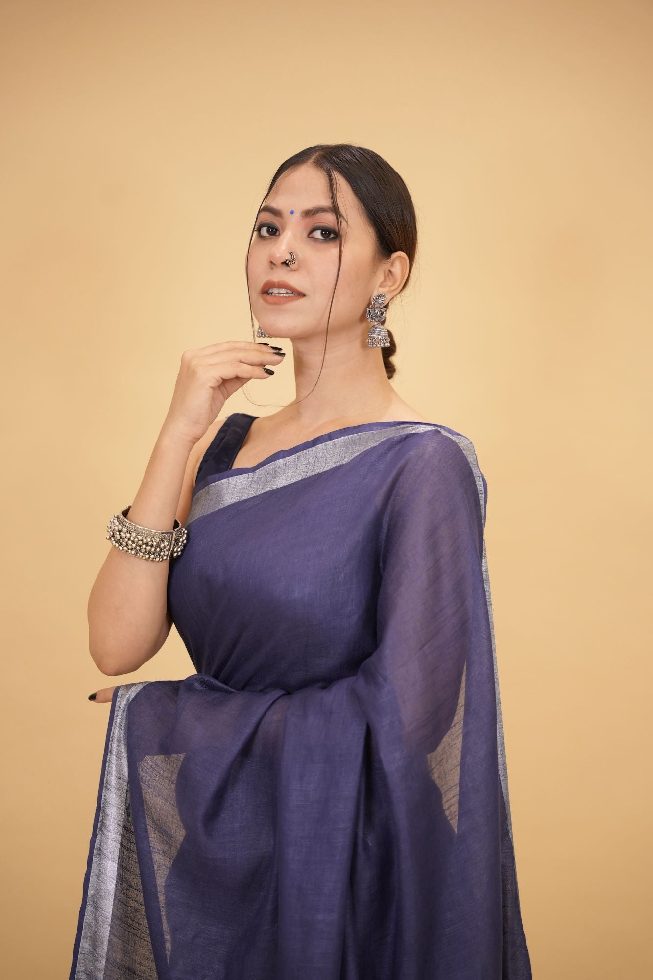 Traditional Linen Cotton Ready to wear Saree