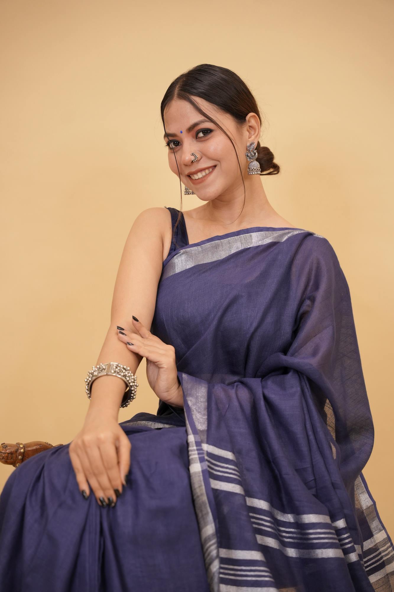 Traditional Linen Cotton Ready to wear Saree