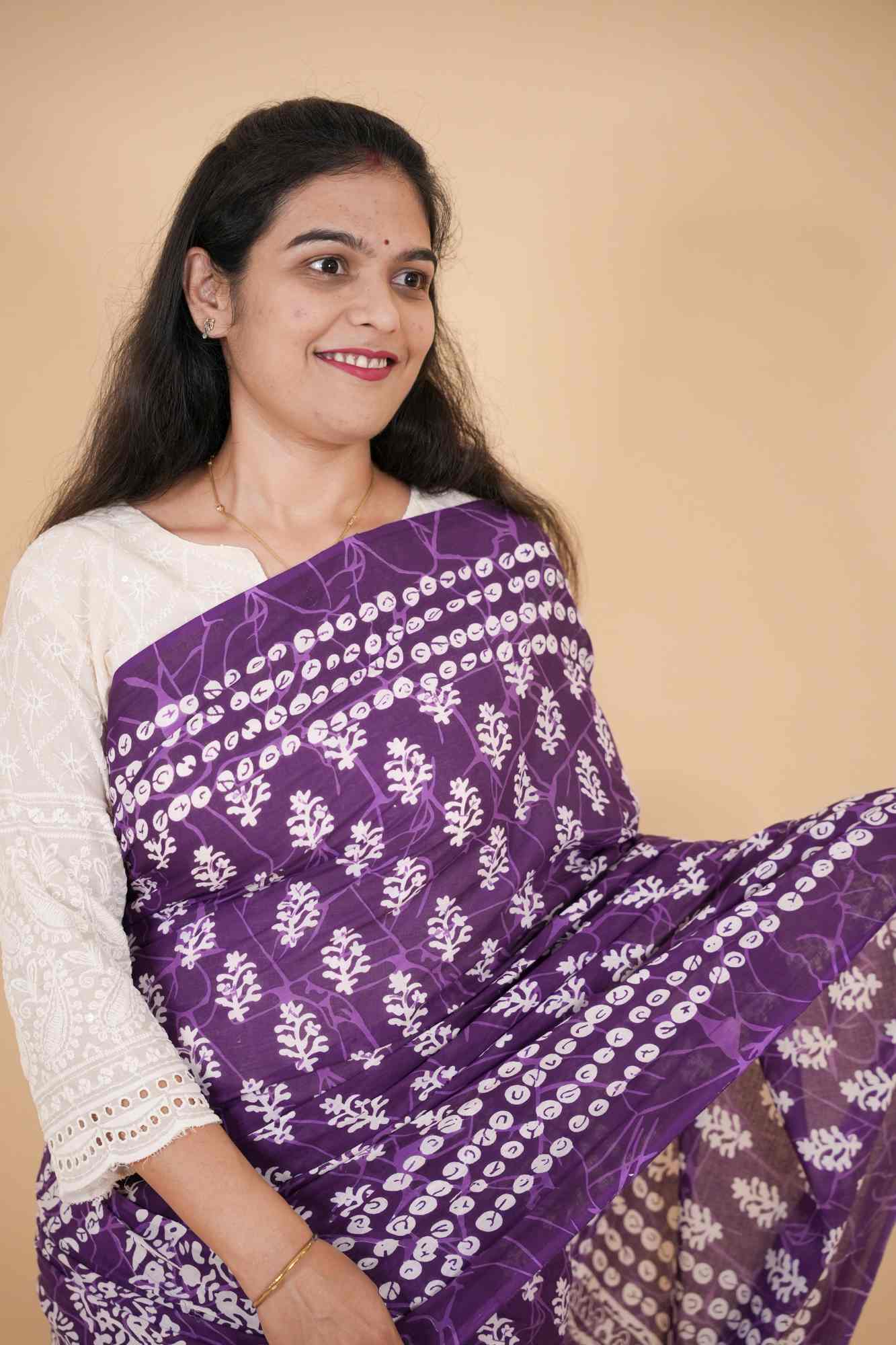 Jaipuri Block Printed Mulmul Cotton Ready to wear Saree