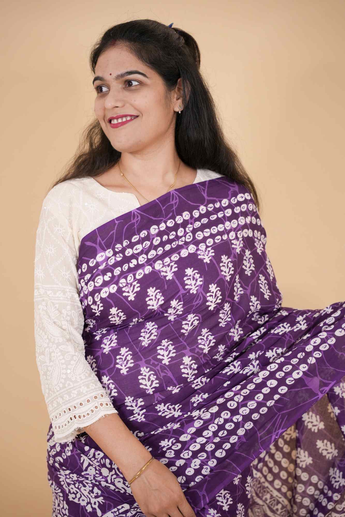 Jaipuri Block Printed Mulmul Cotton Ready to wear Saree