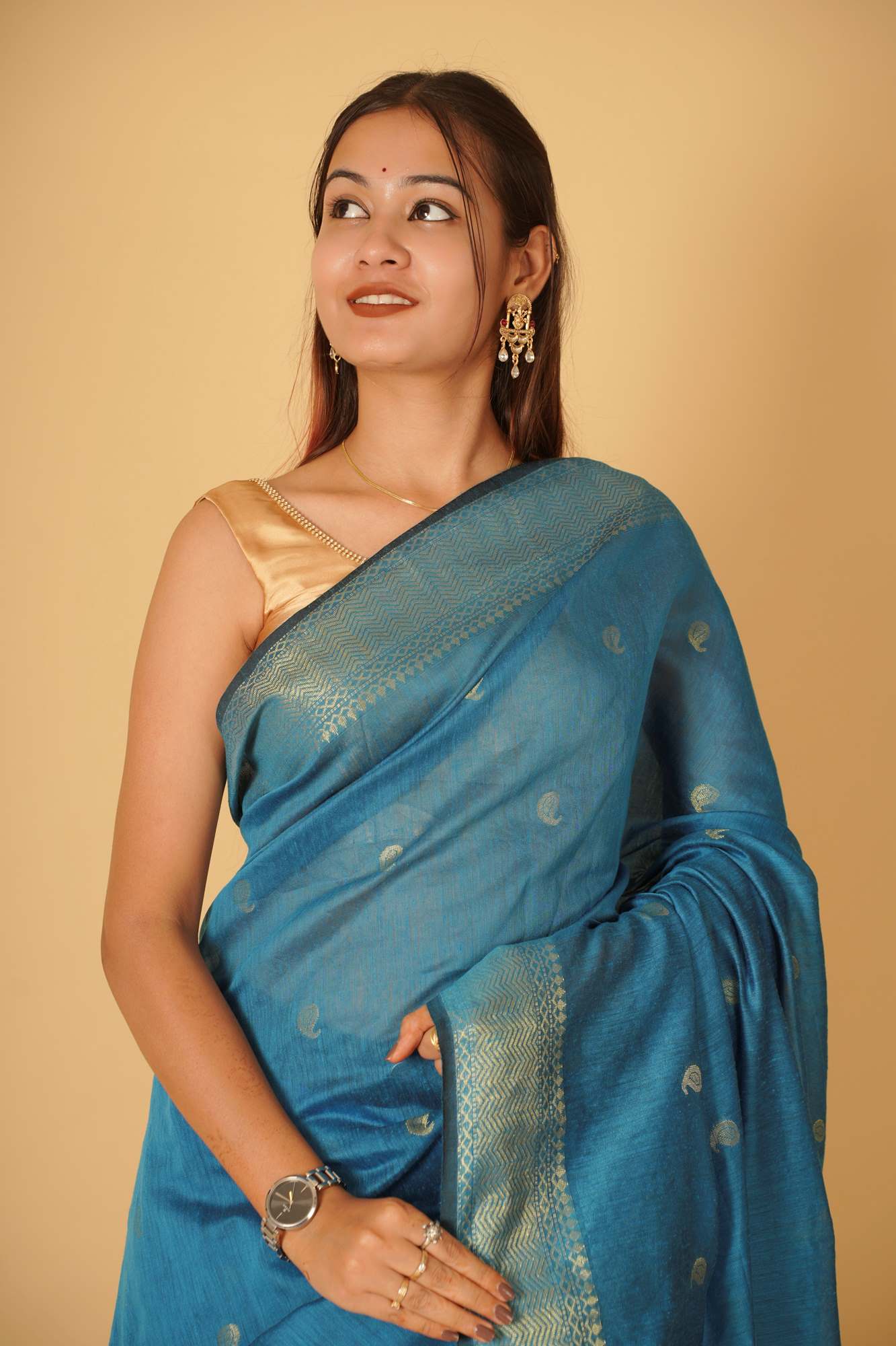 Beautiful Maheshwari cotton silk ready to wear saree