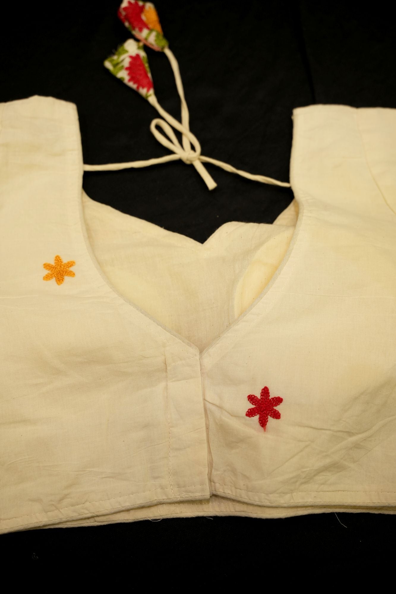 Multicolor Thread Cotton Embroidered Blouse Piece