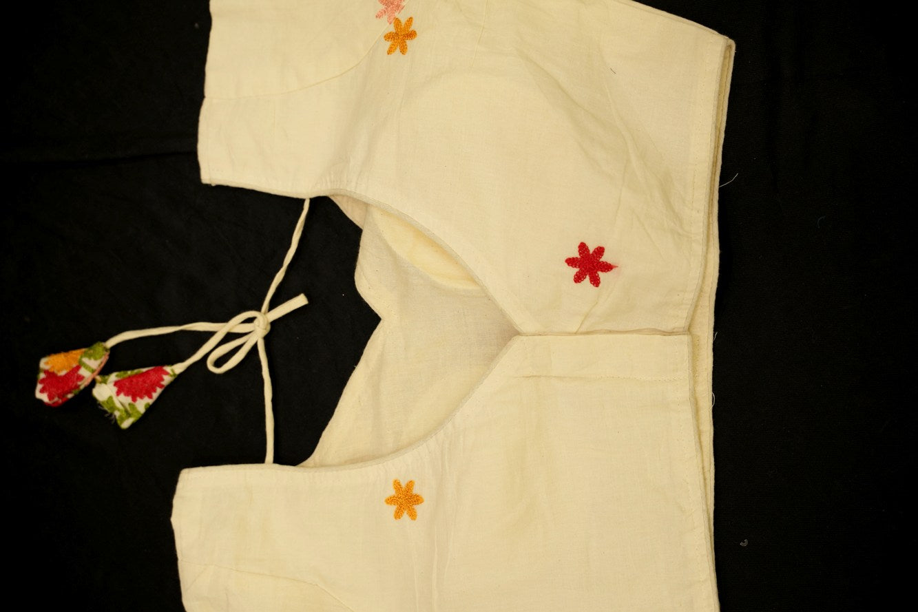 Multicolor Thread Cotton Embroidered Blouse Piece