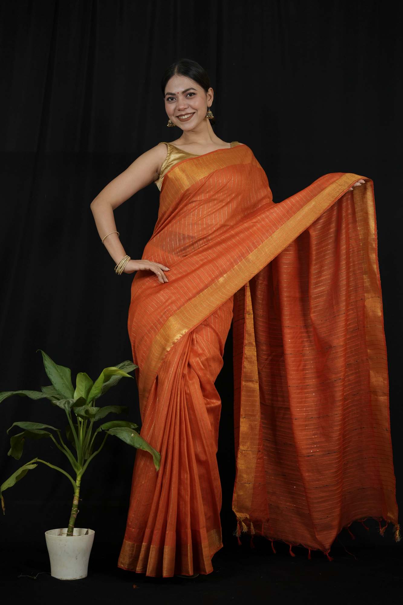 Kota Silk with Overall Sequins work with Zari Weave Ready to Wear Saree