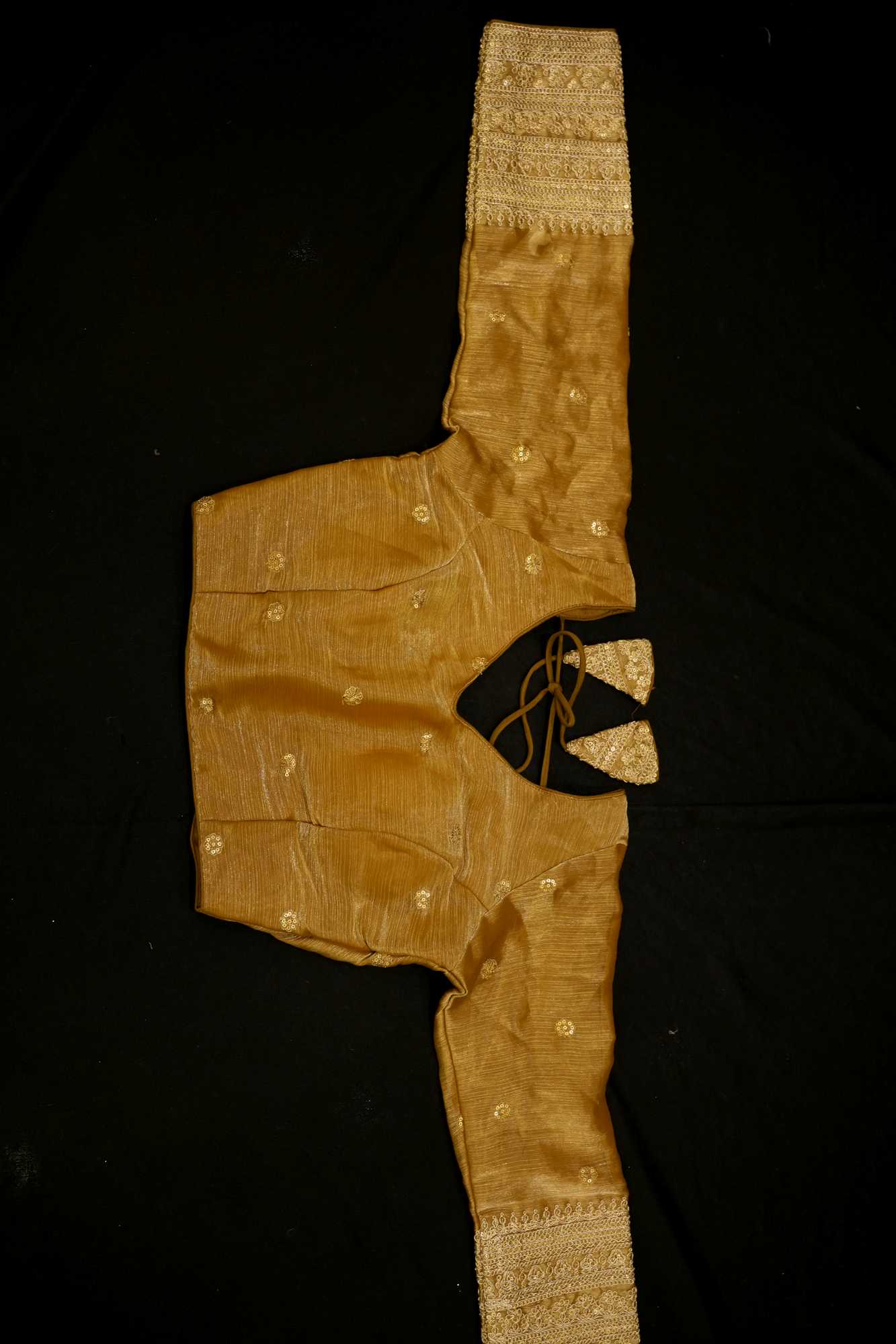 TISSUE Golden SILVER EMBROIDERY WITH V NECK AND PEDDAD BLOUSE