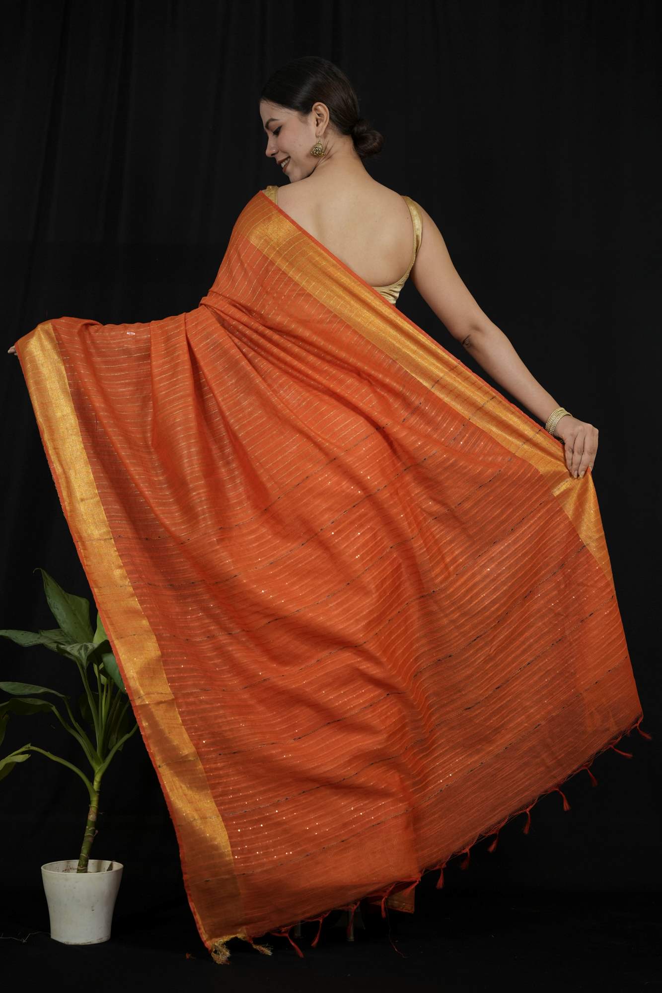 Kota Silk with Overall Sequins work with Zari Weave Ready to Wear Saree