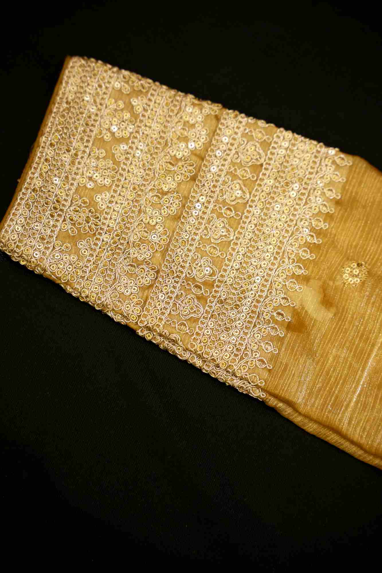 TISSUE Golden SILVER EMBROIDERY WITH V NECK AND PEDDAD BLOUSE