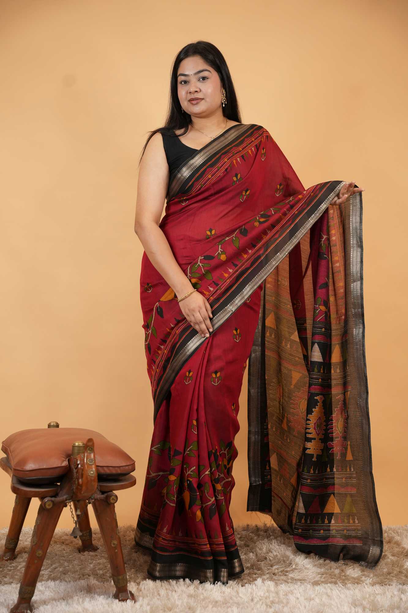 Soft Cotton Style Printed with Woven Border Ready To Wear Saree
