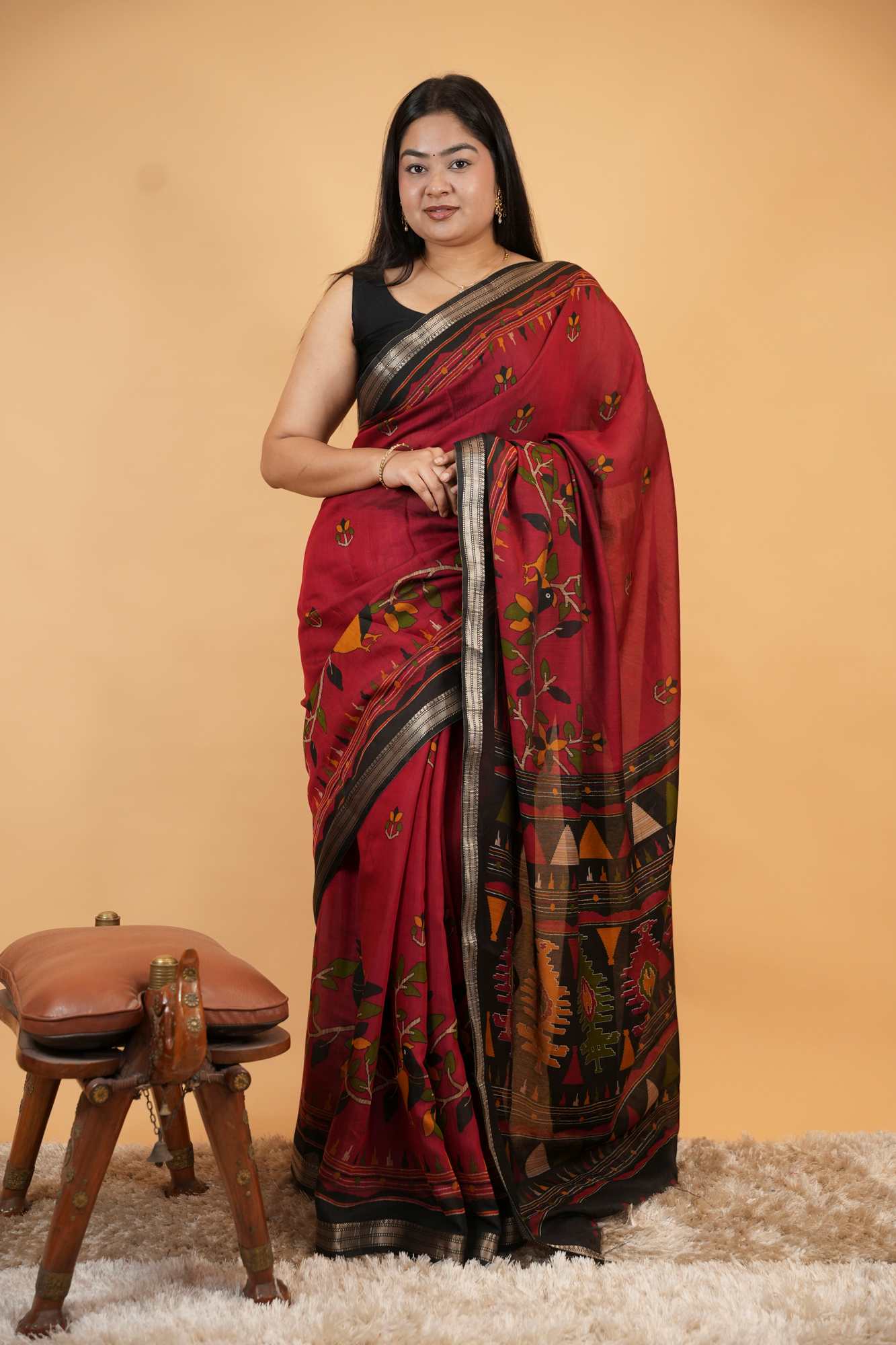 Soft Cotton Style Printed with Woven Border Ready To Wear Saree