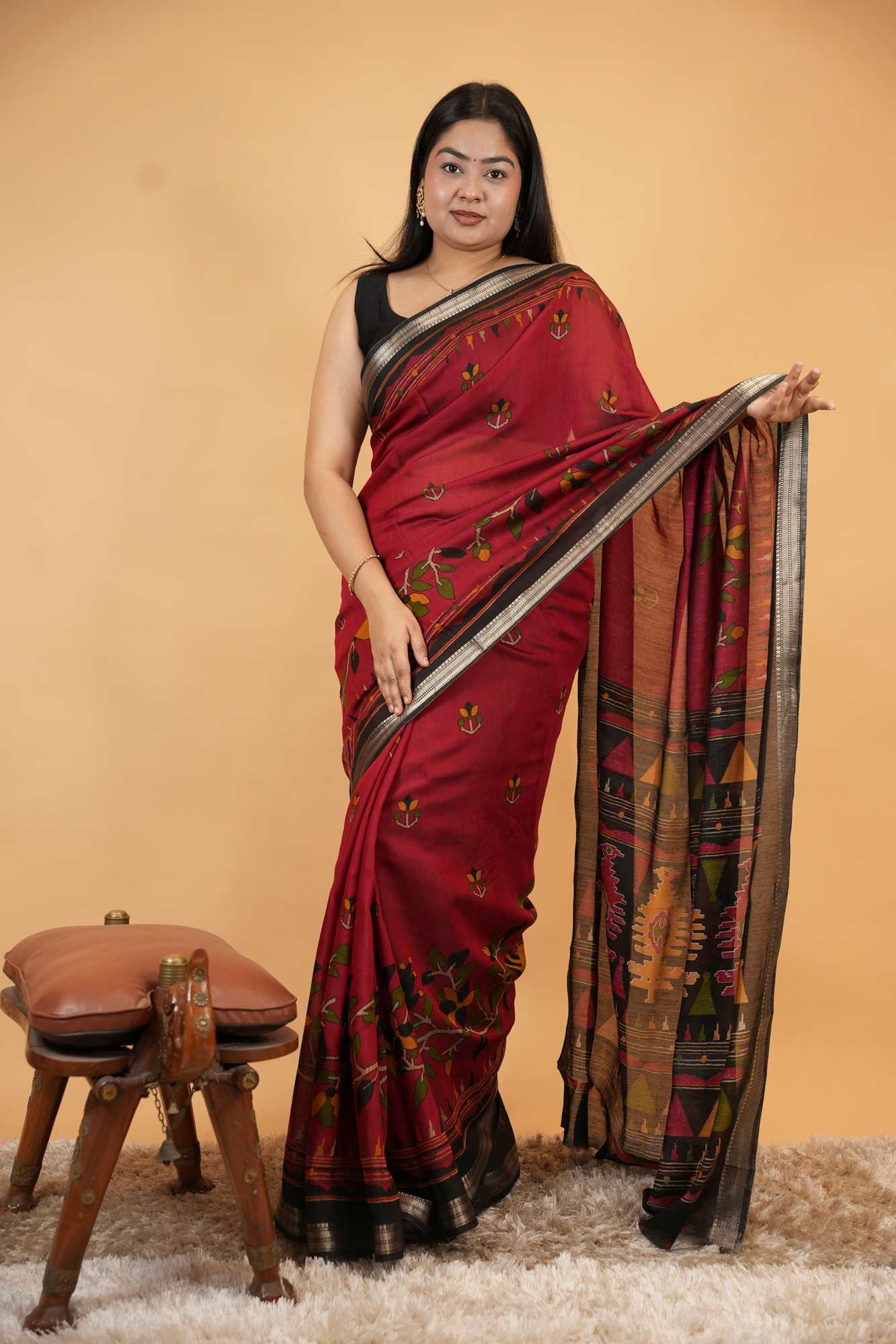 Soft Cotton Style Printed with Woven Border Ready To Wear Saree