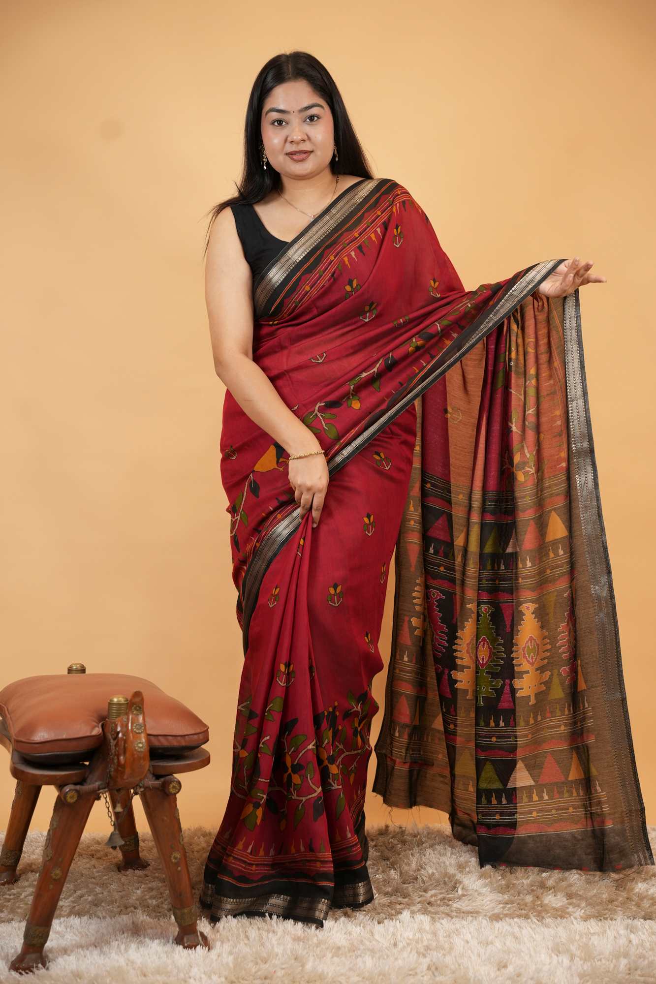 Soft Cotton Style Printed with Woven Border Ready To Wear Saree