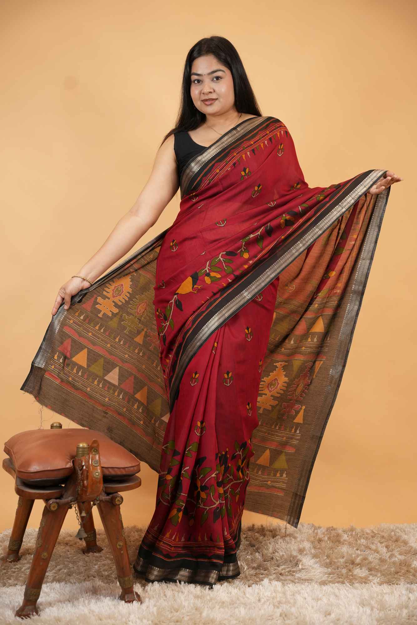 Soft Cotton Style Printed with Woven Border Ready To Wear Saree