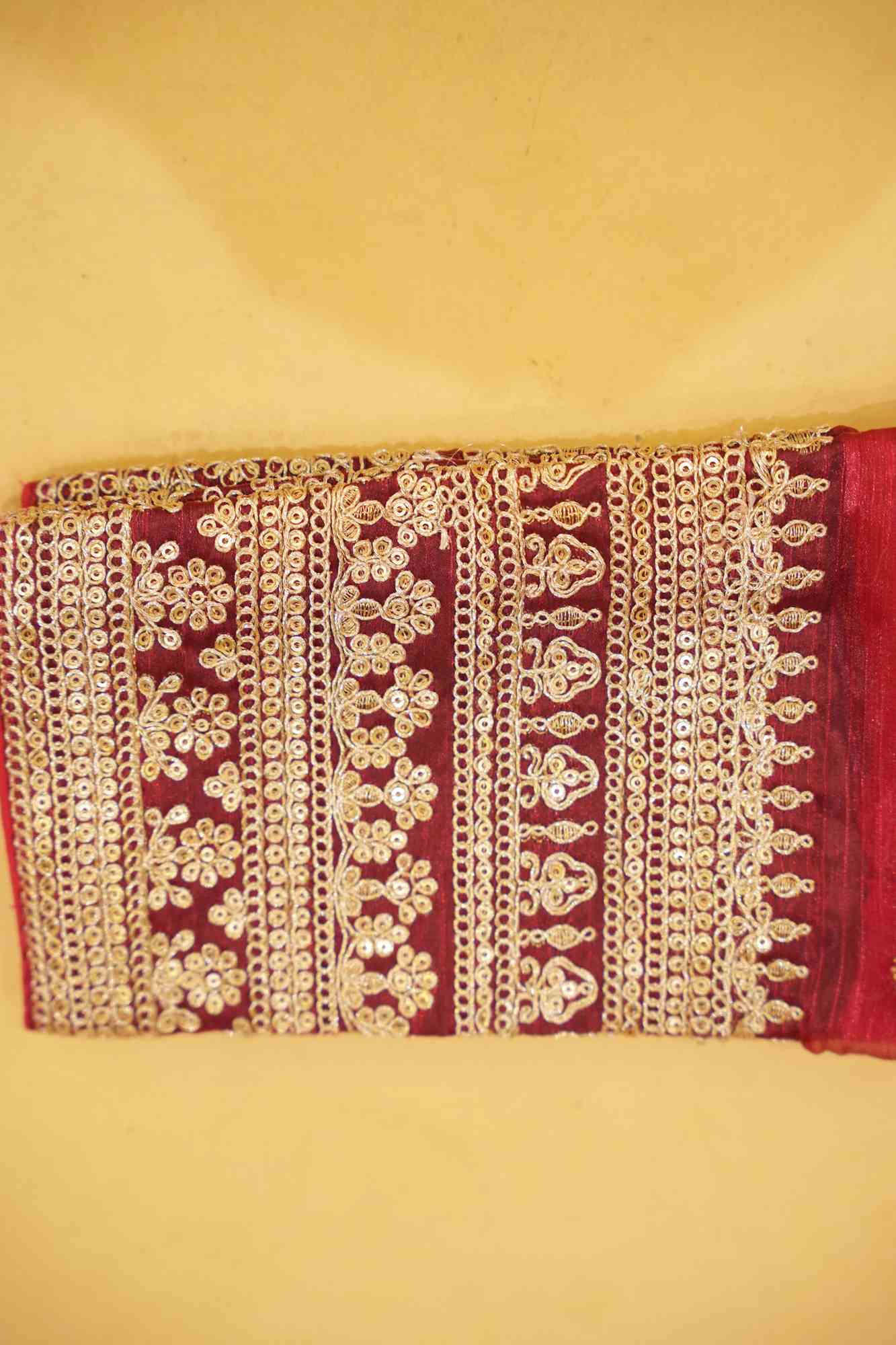 TISSUE SILVER EMBROIDERY WITH V NECK AND PEDDAD BLOUSE