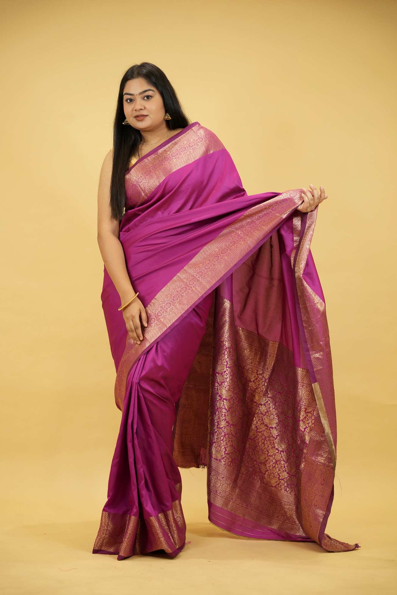 Silk with Traditional Weave and Ornate Detailing Ready To Wear Saree
