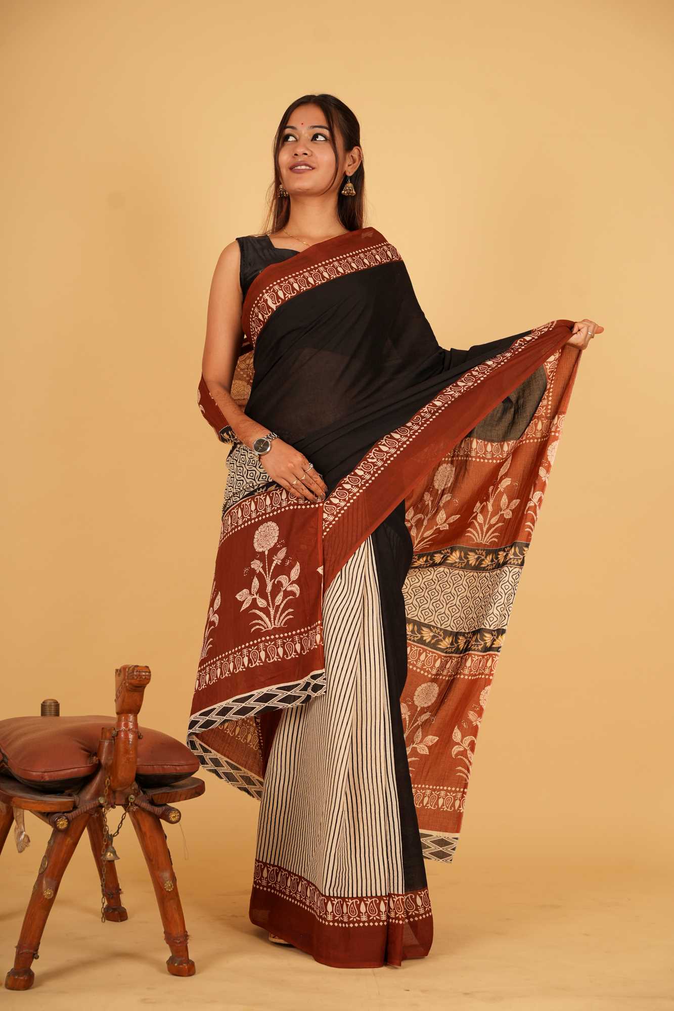 Mul Mul Cotton With Printed Palla Ready To Wear Saree