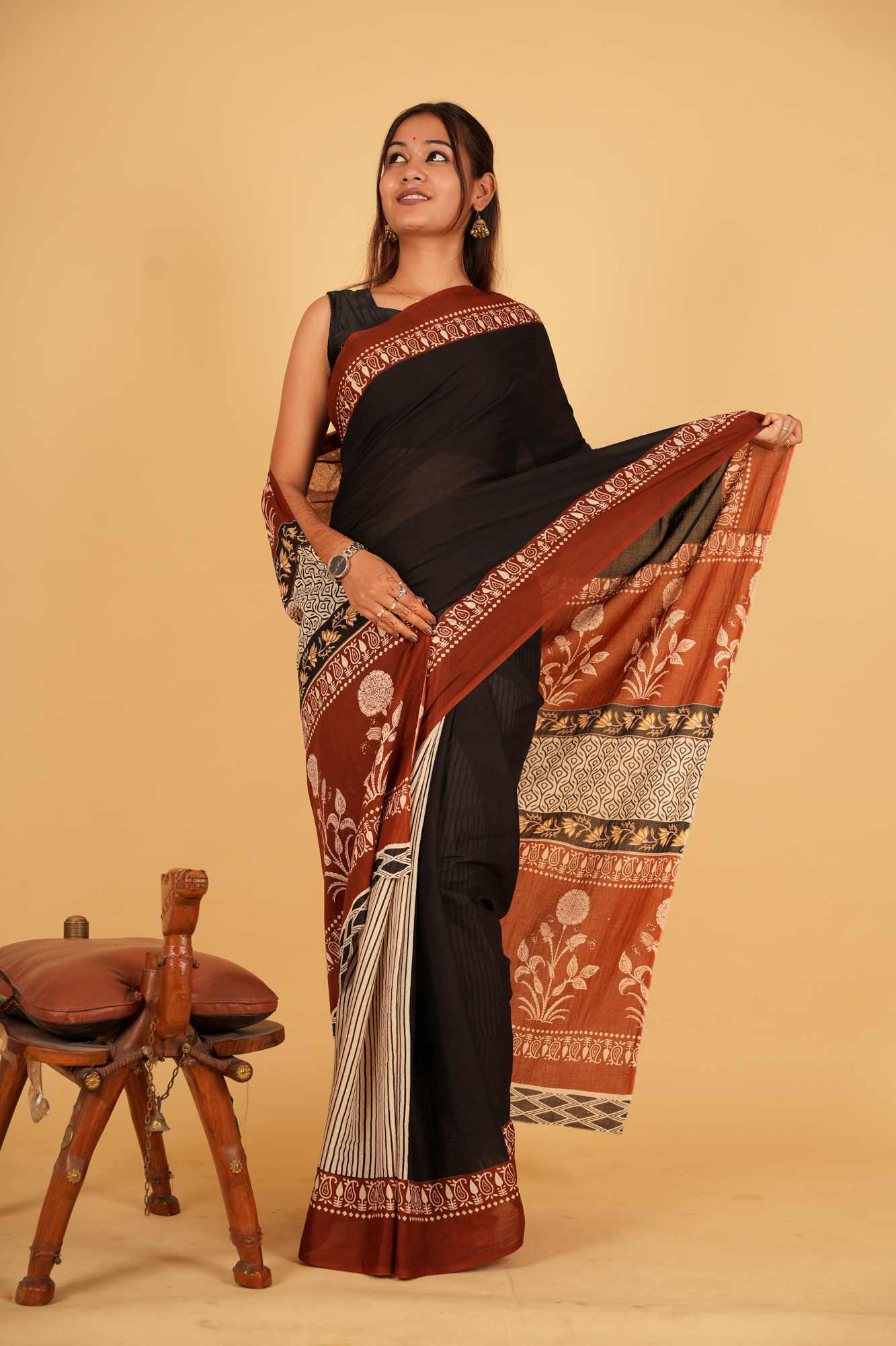 Mul Mul Cotton With Printed Palla Ready To Wear Saree