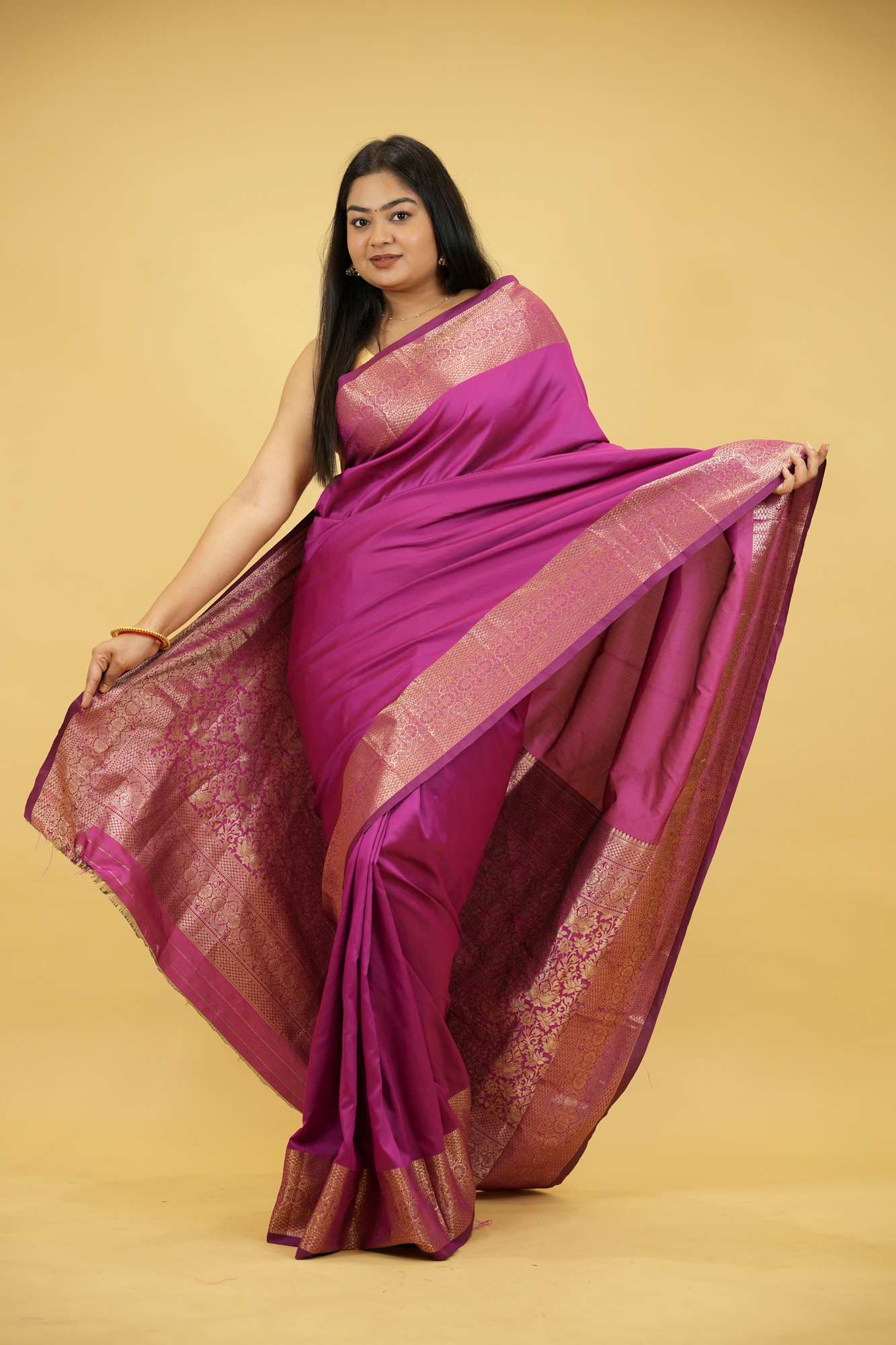 Silk with Traditional Weave and Ornate Detailing Ready To Wear Saree