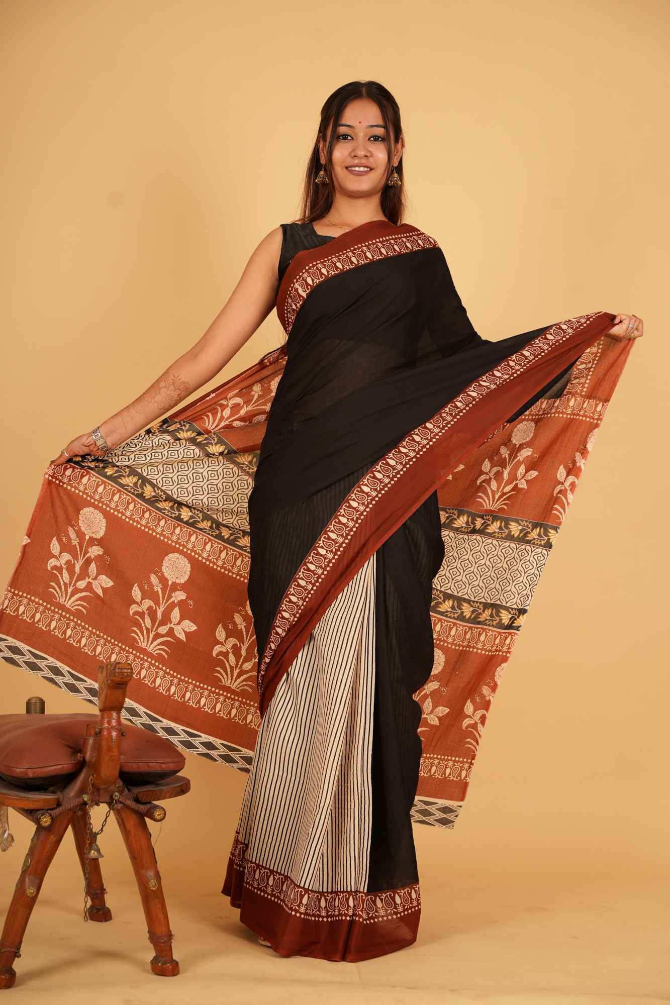 Mul Mul Cotton With Printed Palla Ready To Wear Saree
