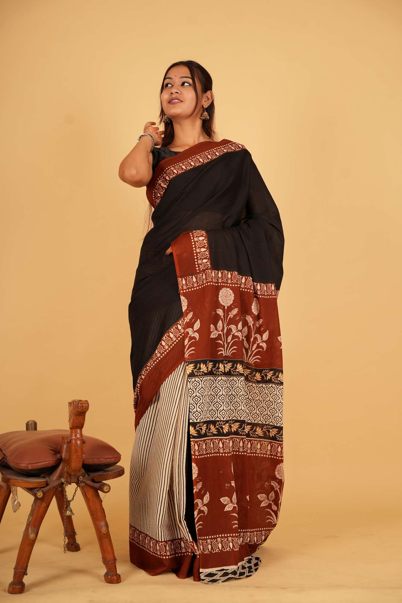 Mul Mul Cotton With Printed Palla Ready To Wear Saree