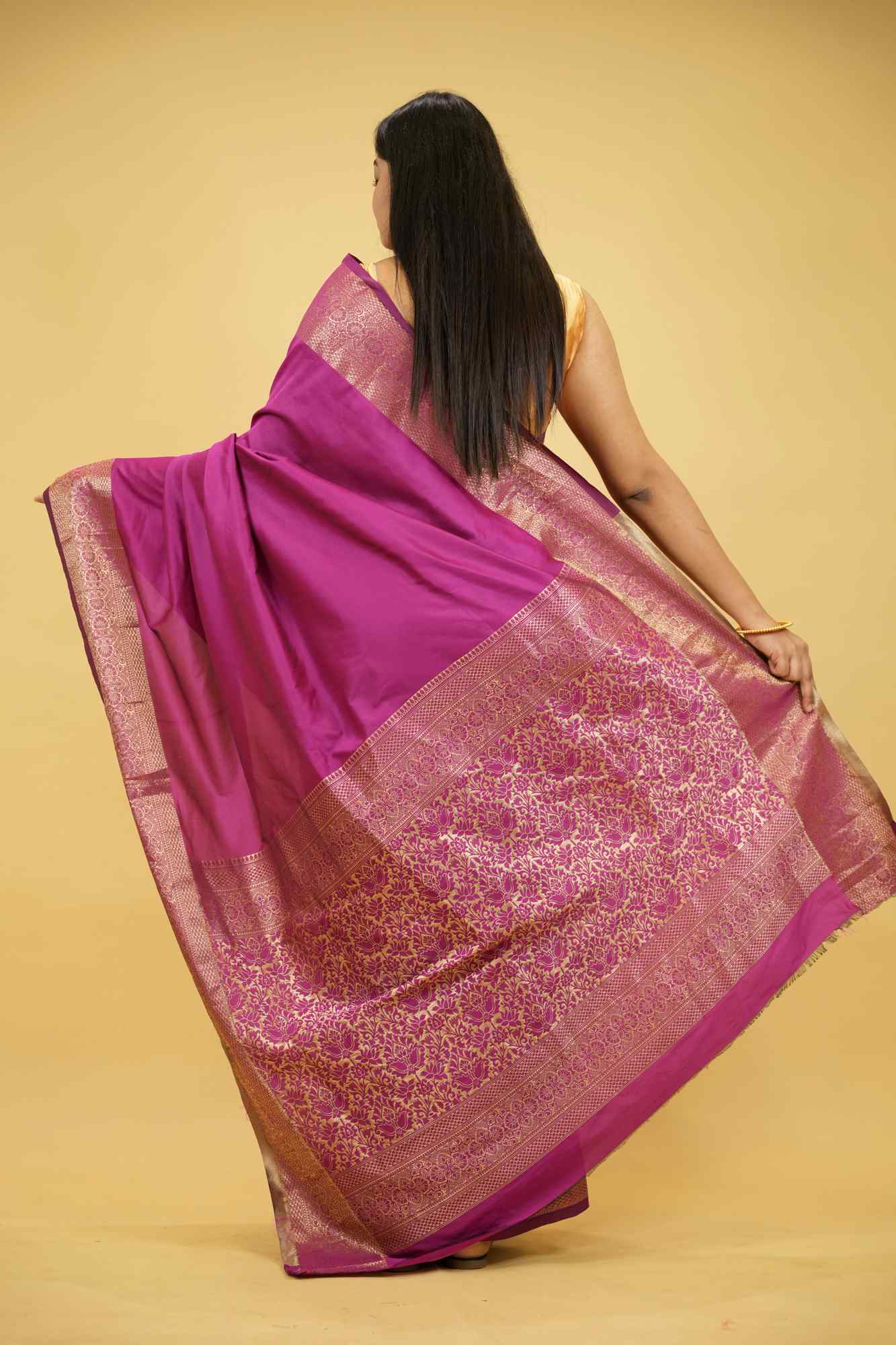 Silk with Traditional Weave and Ornate Detailing Ready To Wear Saree