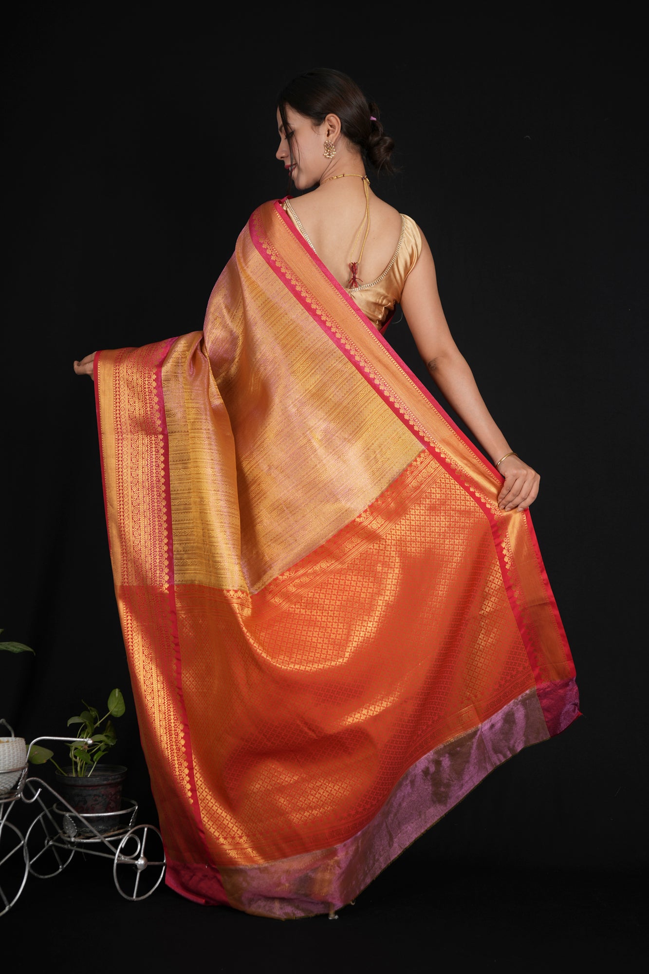 Kanjivaram ready to wear saree with zari woven border