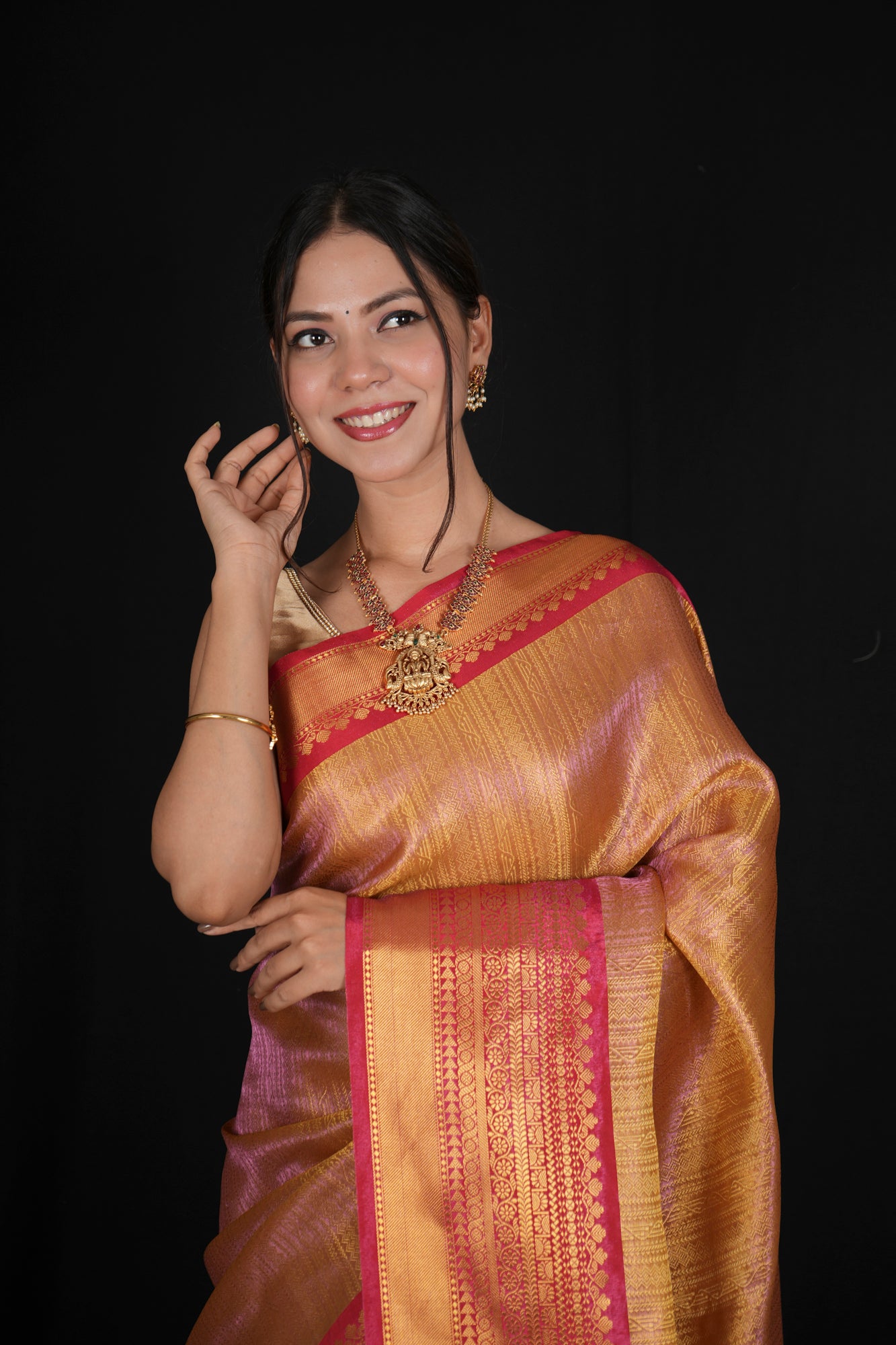 Kanjivaram ready to wear saree with zari woven border