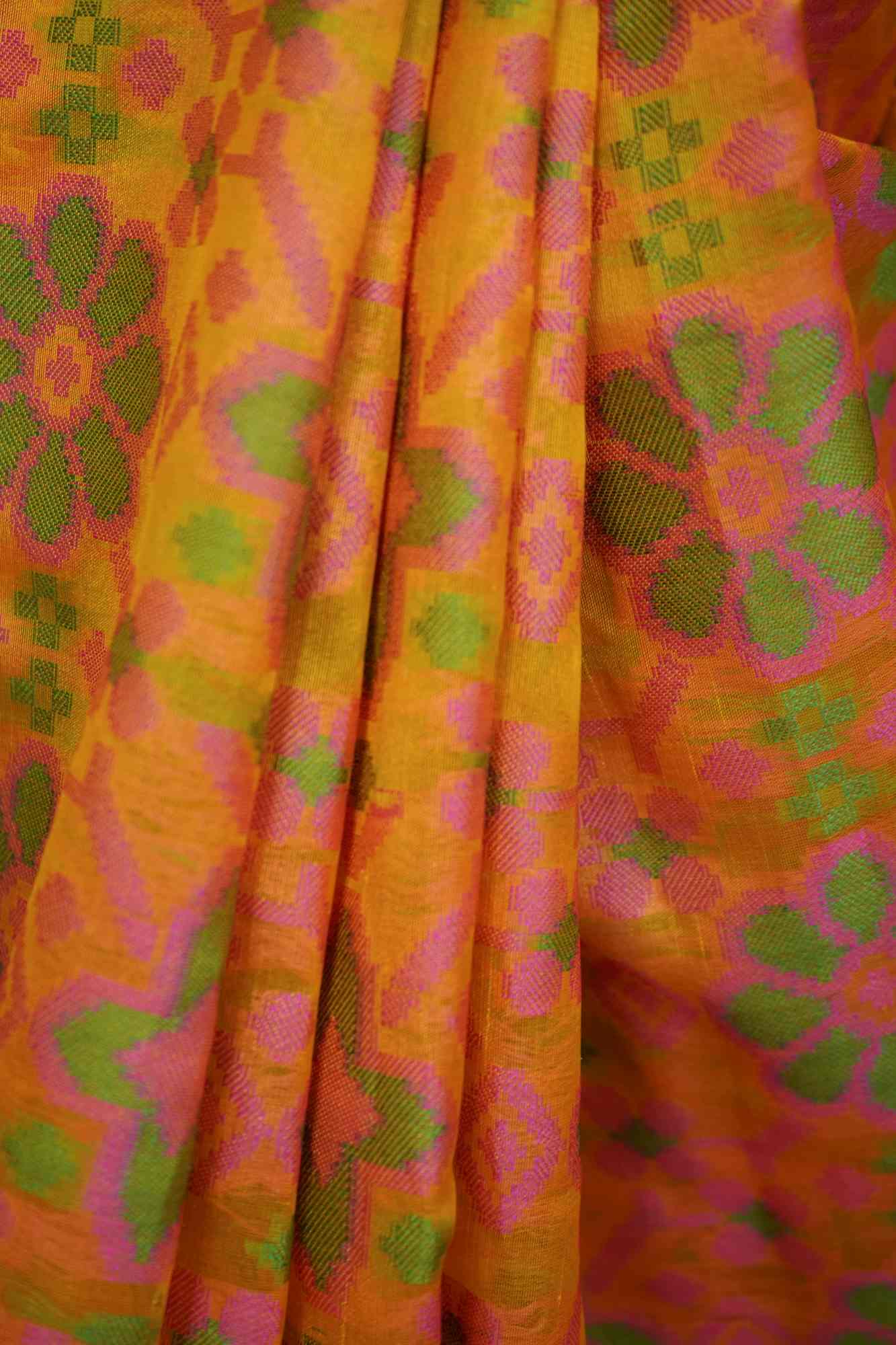 Kanjivaram border patola weave ready to wear saree with ornate pallu