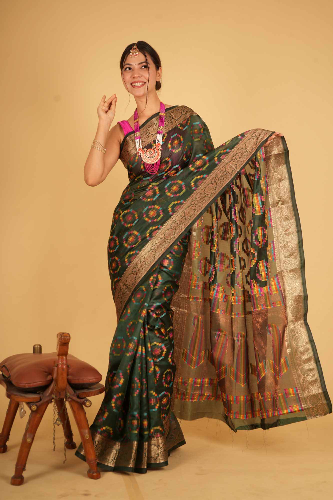 Patola woven predraped ready to wear saree