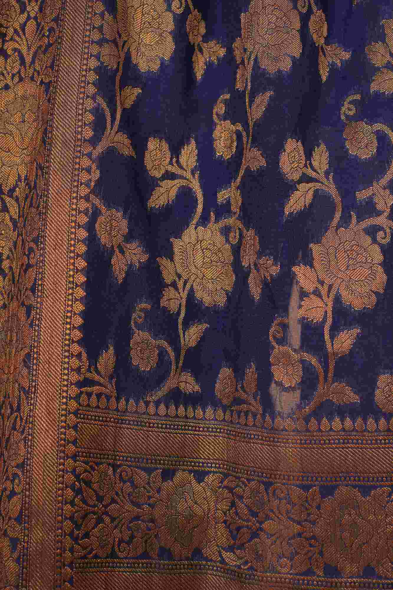 Georgette Silk Floral Zari Jaal Interwoven overall With Ornate Palla Pre Drape Saree